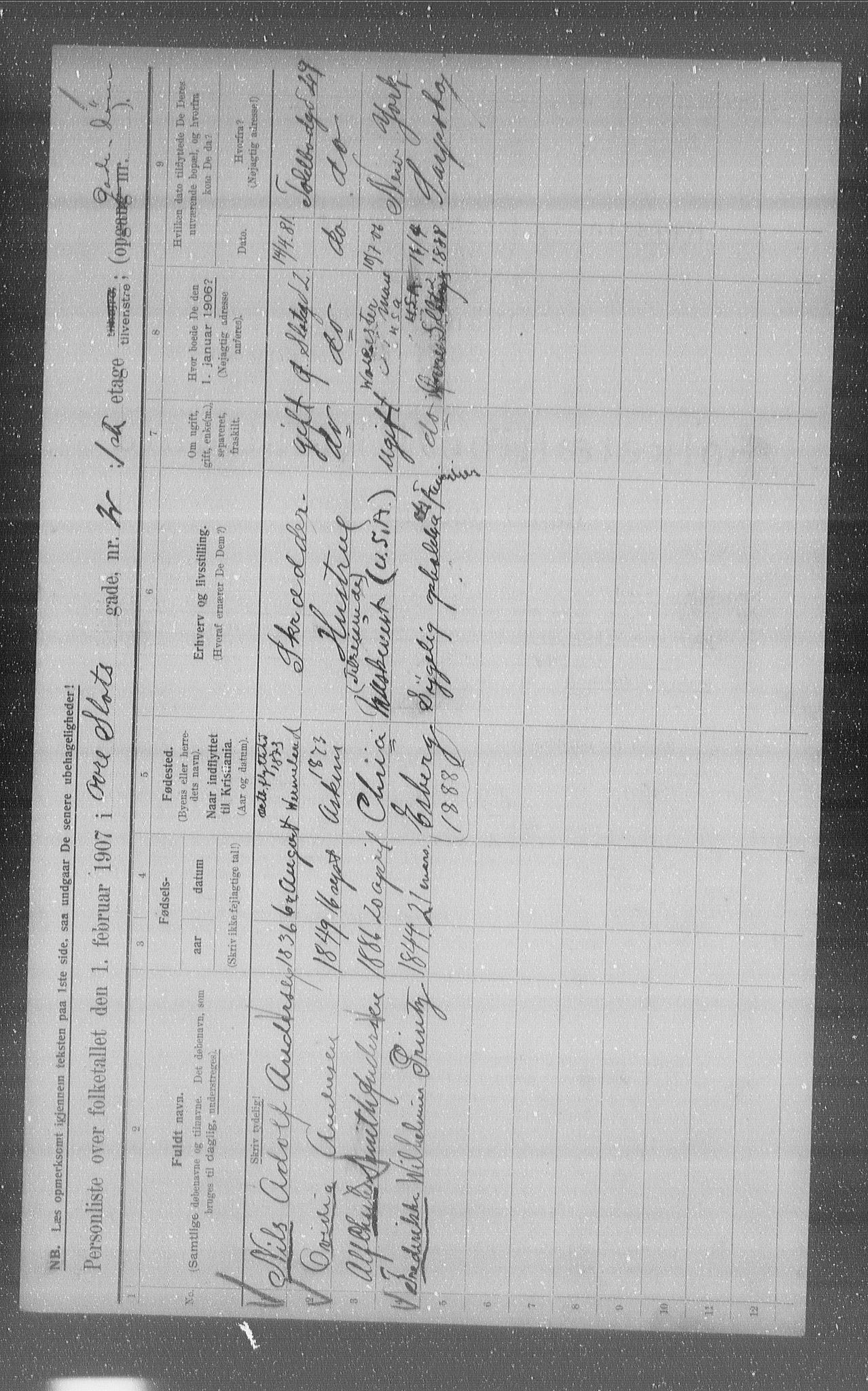 OBA, Municipal Census 1907 for Kristiania, 1907, p. 65865