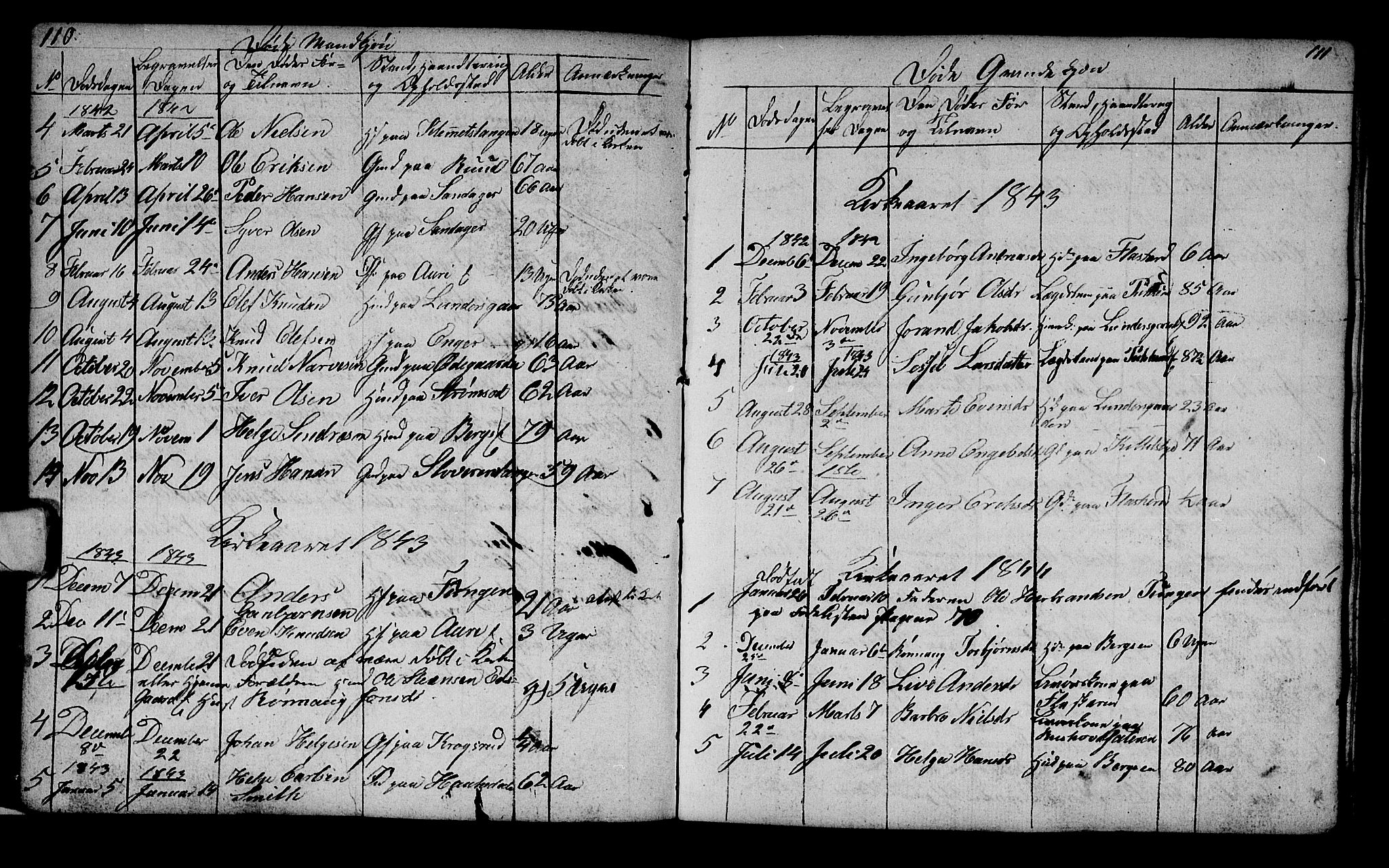 Lunder kirkebøker, SAKO/A-629/G/Ga/L0001: Parish register (copy) no. I 1, 1832-1849, p. 110-111