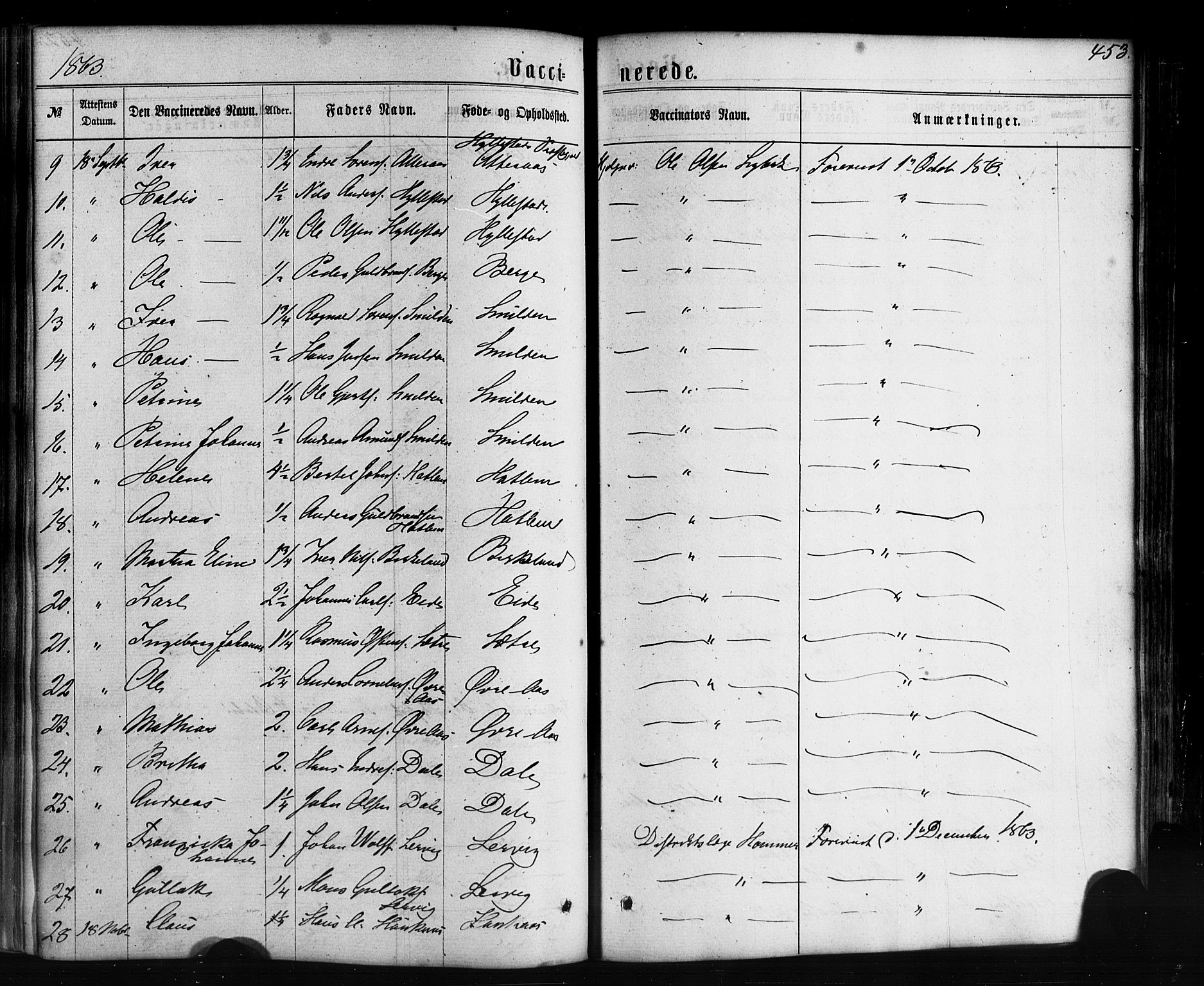 Hyllestad sokneprestembete, AV/SAB-A-80401: Parish register (official) no. A 1, 1861-1886, p. 453