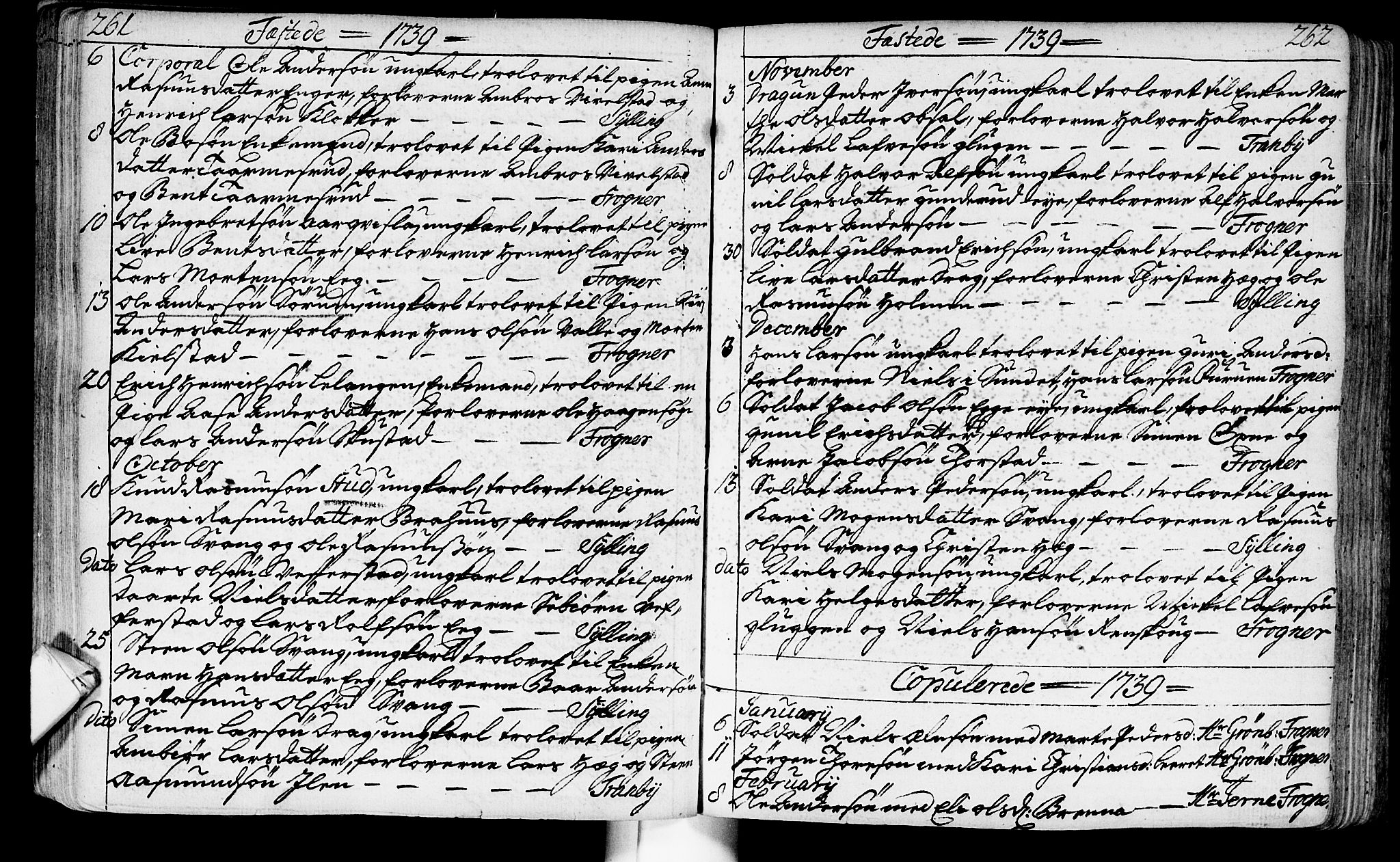 Lier kirkebøker, AV/SAKO-A-230/F/Fa/L0003: Parish register (official) no. I 3, 1727-1748, p. 261-262