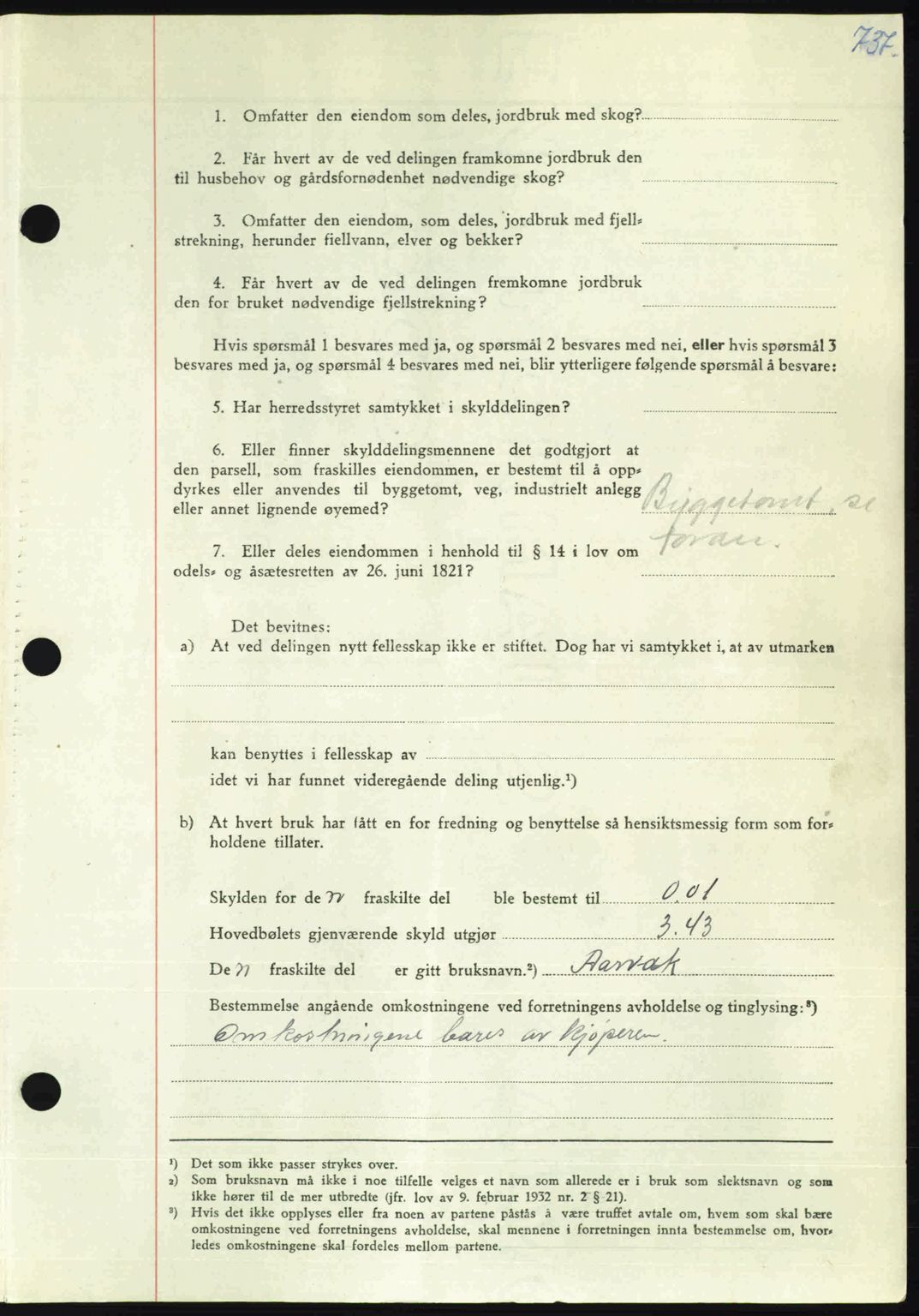 Nordmøre sorenskriveri, AV/SAT-A-4132/1/2/2Ca: Mortgage book no. A106, 1947-1947, Diary no: : 2615/1947