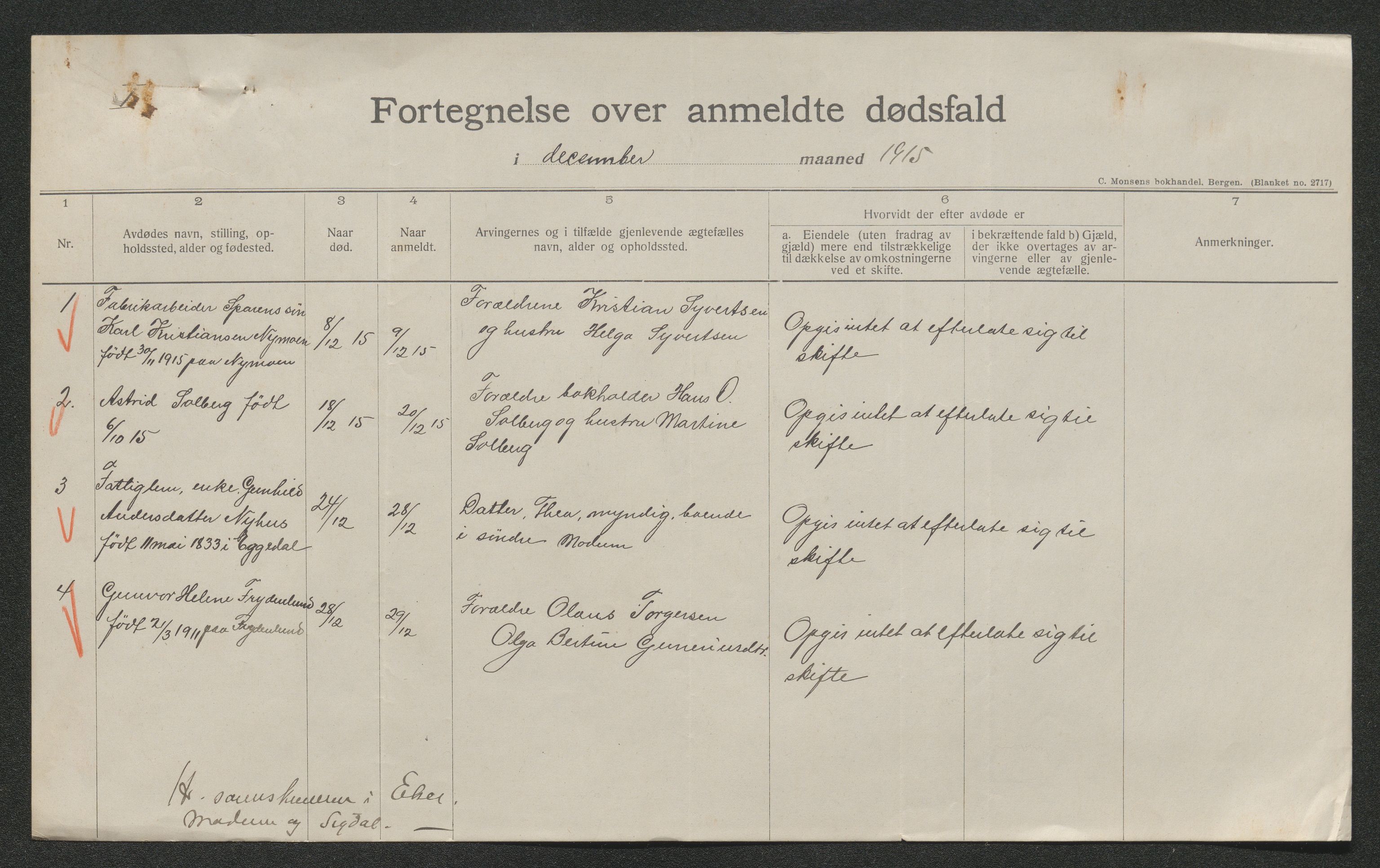 Eiker, Modum og Sigdal sorenskriveri, SAKO/A-123/H/Ha/Hab/L0037: Dødsfallsmeldinger, 1914-1915, p. 937