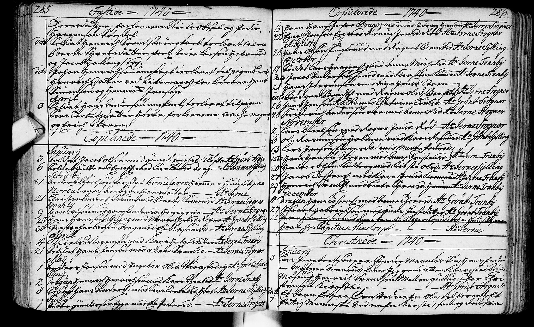 Lier kirkebøker, SAKO/A-230/F/Fa/L0003: Parish register (official) no. I 3, 1727-1748, p. 285-286