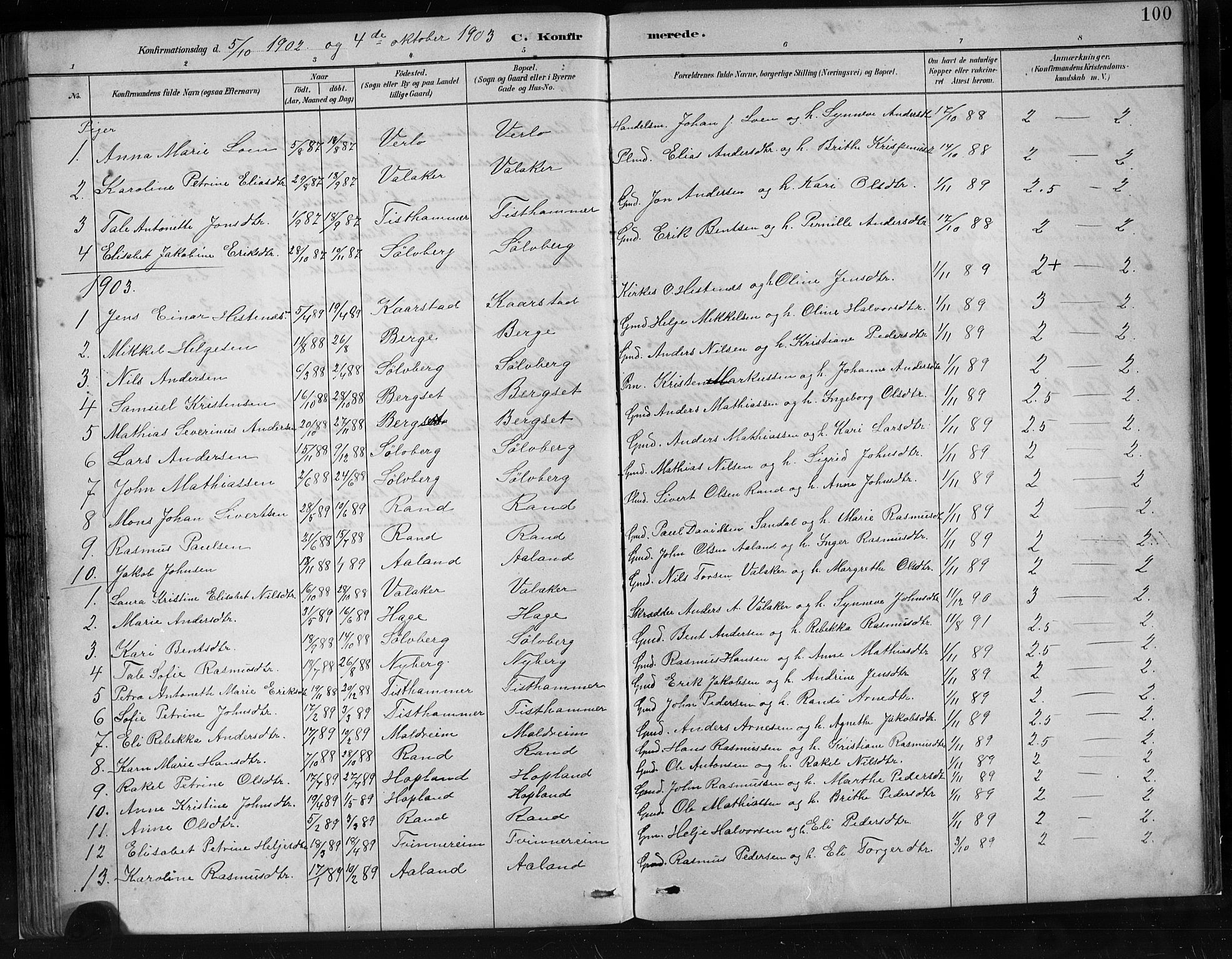 Innvik sokneprestembete, SAB/A-80501: Parish register (copy) no. C 3, 1883-1911, p. 100