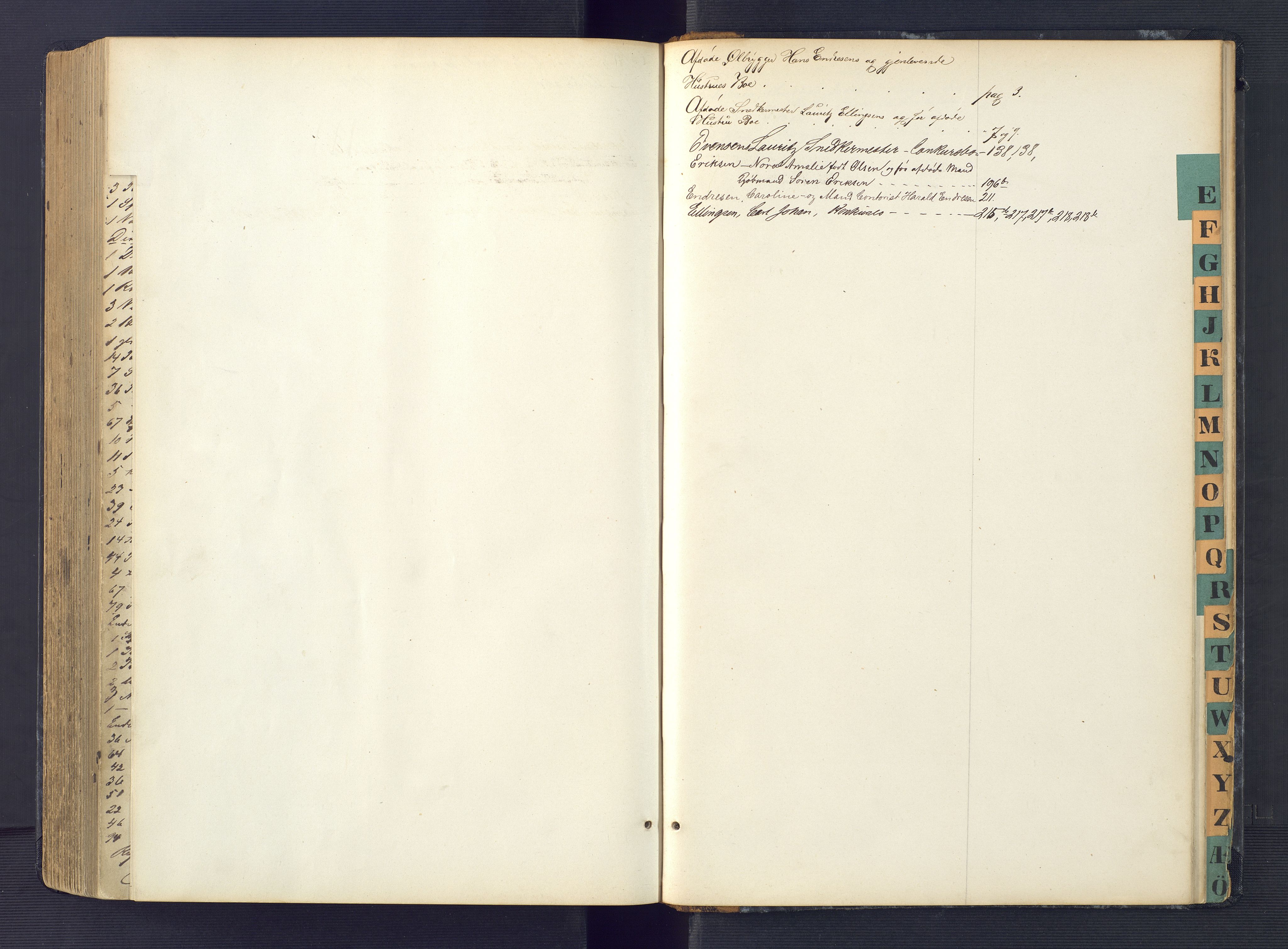 Kristiansand byrett, AV/SAK-1223-0001/H/Hc/L0030: Skifteregistreringsprotokoll nr. 2, med register, 1867-1876