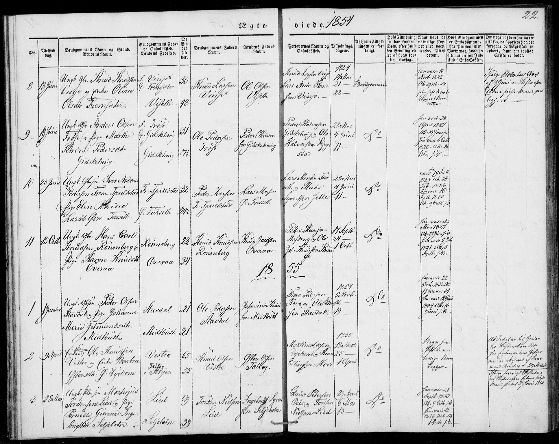 Ministerialprotokoller, klokkerbøker og fødselsregistre - Møre og Romsdal, AV/SAT-A-1454/520/L0276: Parish register (official) no. 520A06, 1844-1881, p. 22