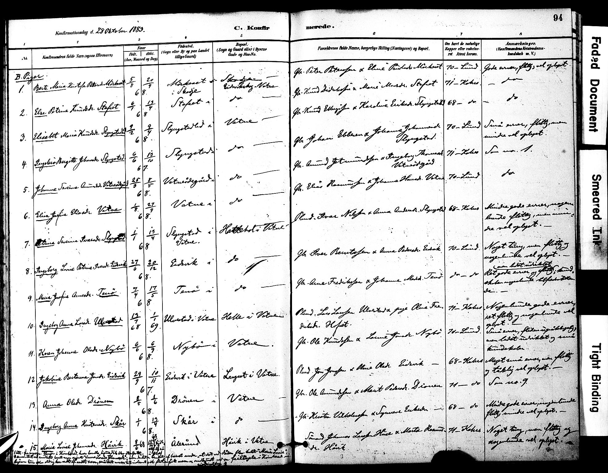 Ministerialprotokoller, klokkerbøker og fødselsregistre - Møre og Romsdal, SAT/A-1454/525/L0374: Parish register (official) no. 525A04, 1880-1899, p. 94