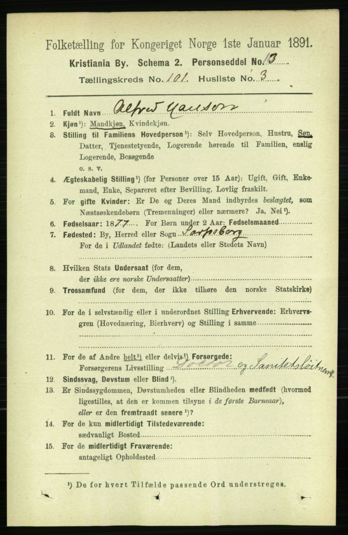 RA, 1891 census for 0301 Kristiania, 1891, p. 50047