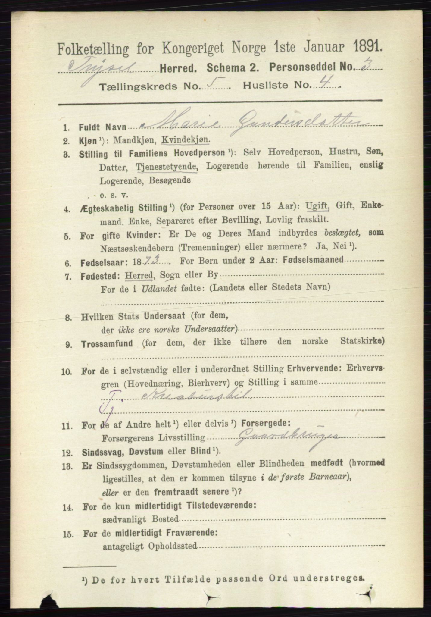 RA, 1891 census for 0428 Trysil, 1891, p. 2326