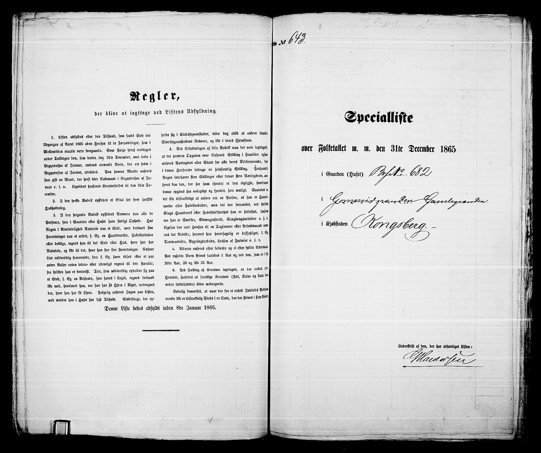 RA, 1865 census for Kongsberg/Kongsberg, 1865, p. 1308