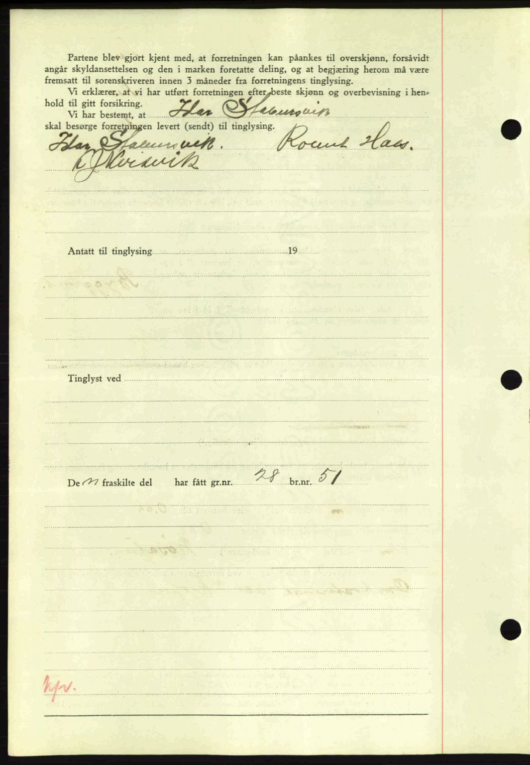 Nordmøre sorenskriveri, AV/SAT-A-4132/1/2/2Ca: Mortgage book no. A88, 1940-1940, Diary no: : 1345/1940