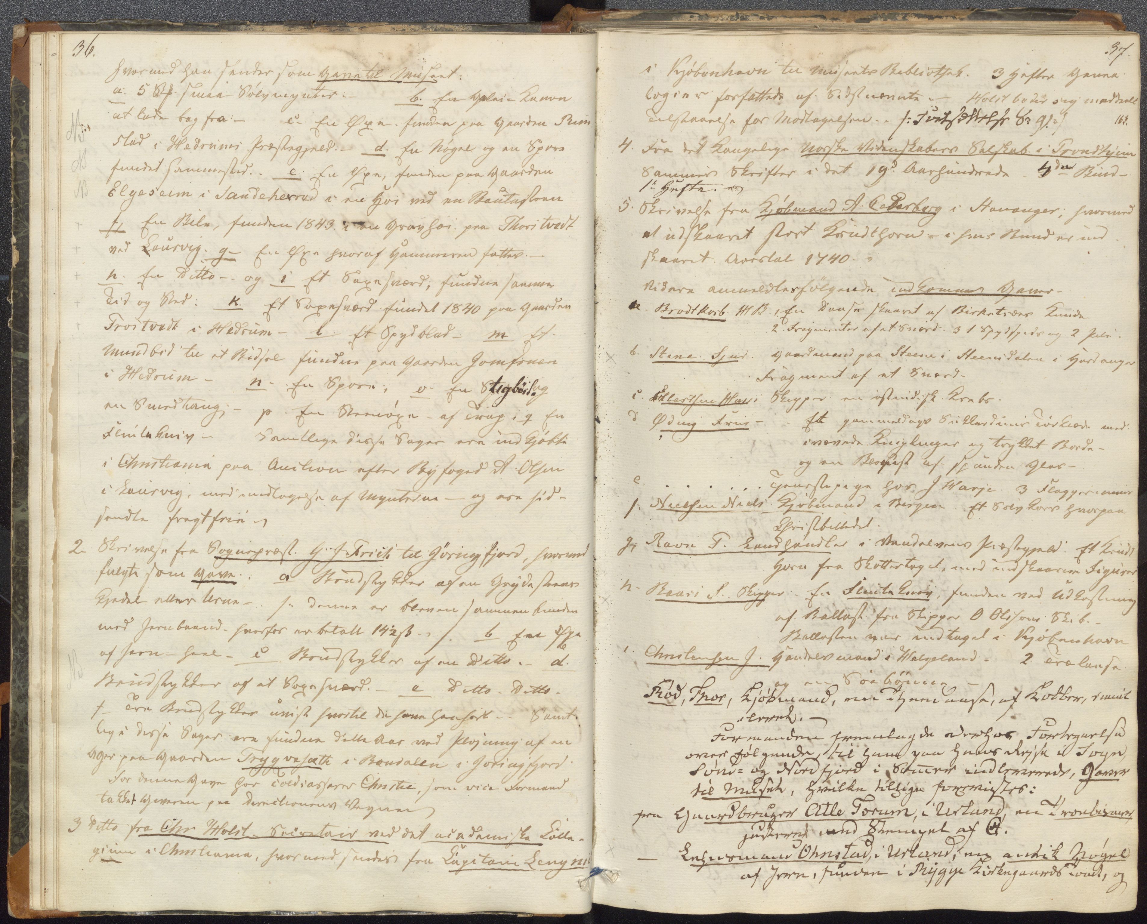 Bergens Museum, UMB/A007/A/Aa/L0005: Forhandlingsprotokoll , 1845-1851, p. 36, 37