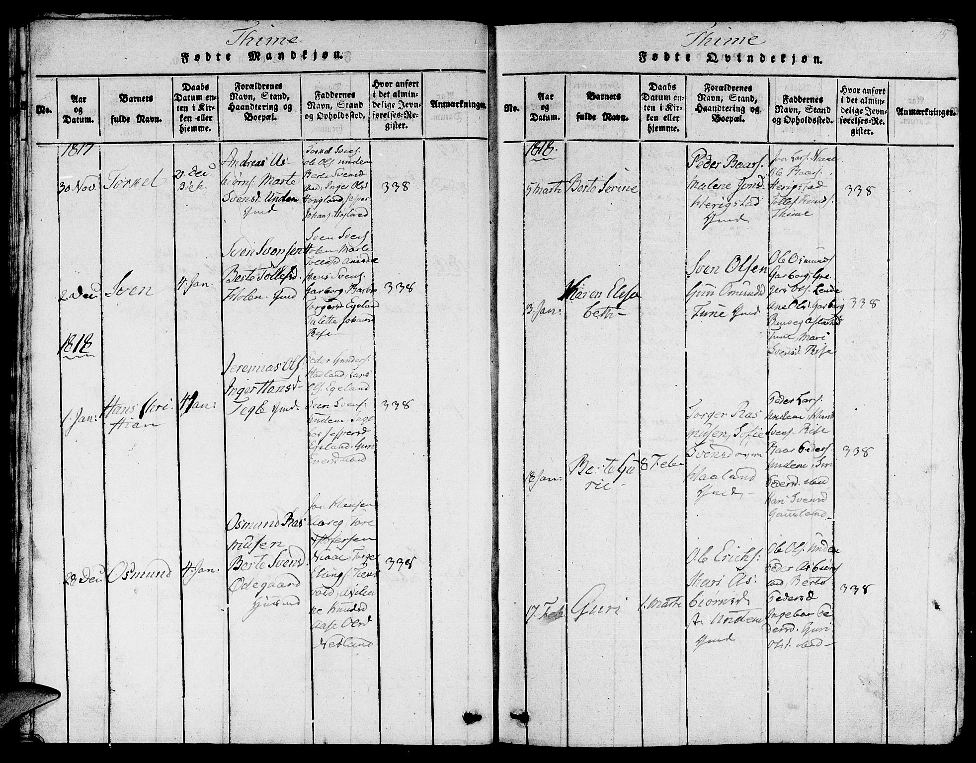 Lye sokneprestkontor, AV/SAST-A-101794/001/30BB/L0001: Parish register (copy) no. B 1 /1, 1816-1826, p. 15