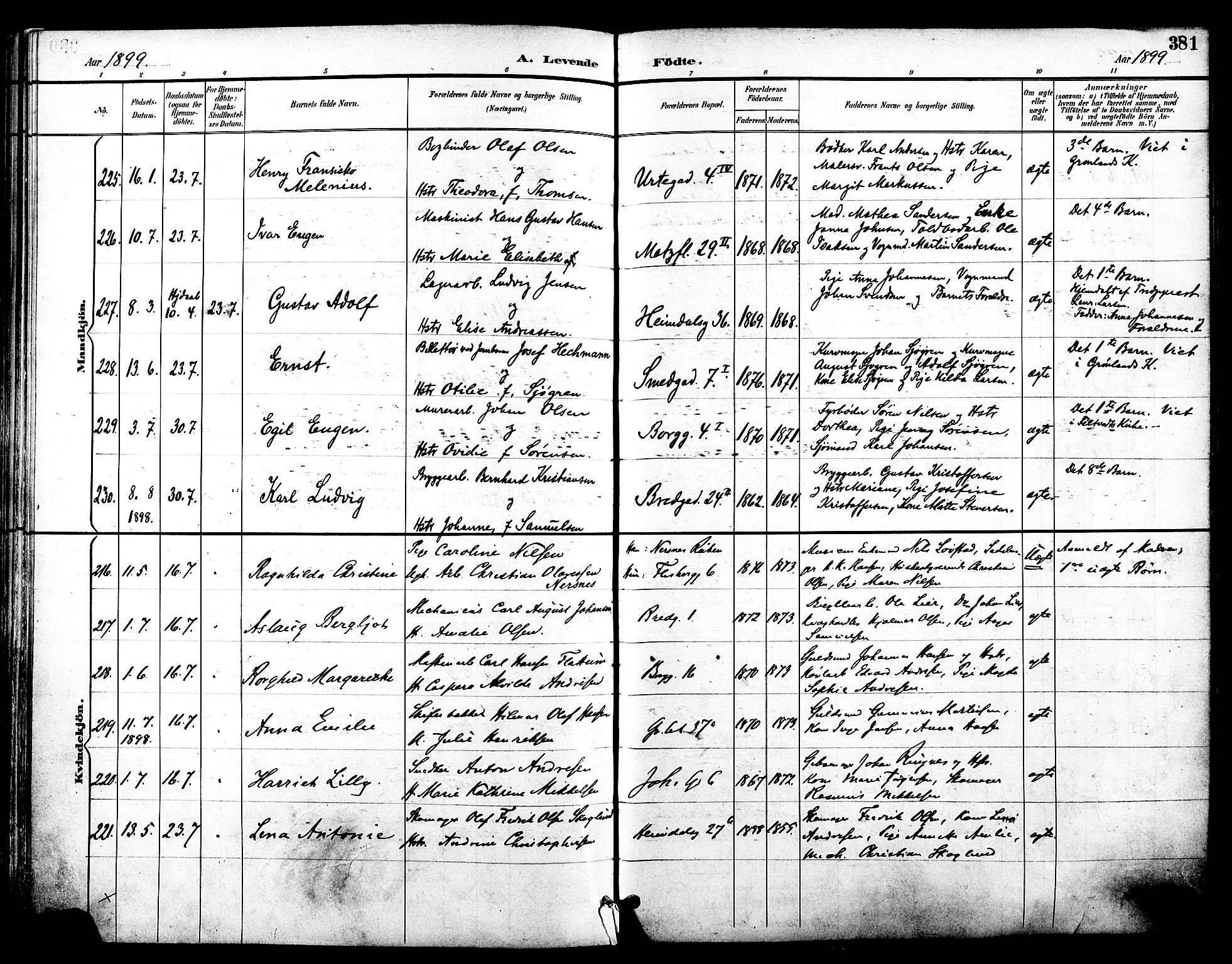 Grønland prestekontor Kirkebøker, SAO/A-10848/F/Fa/L0012: Parish register (official) no. 12, 1893-1900, p. 381