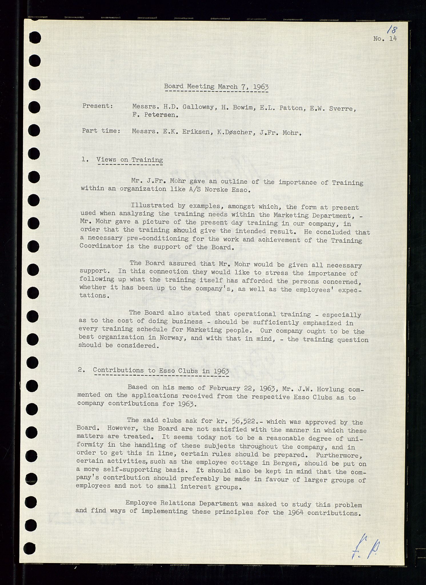 Pa 0982 - Esso Norge A/S, AV/SAST-A-100448/A/Aa/L0001/0004: Den administrerende direksjon Board minutes (styrereferater) / Den administrerende direksjon Board minutes (styrereferater), 1963-1964, p. 244