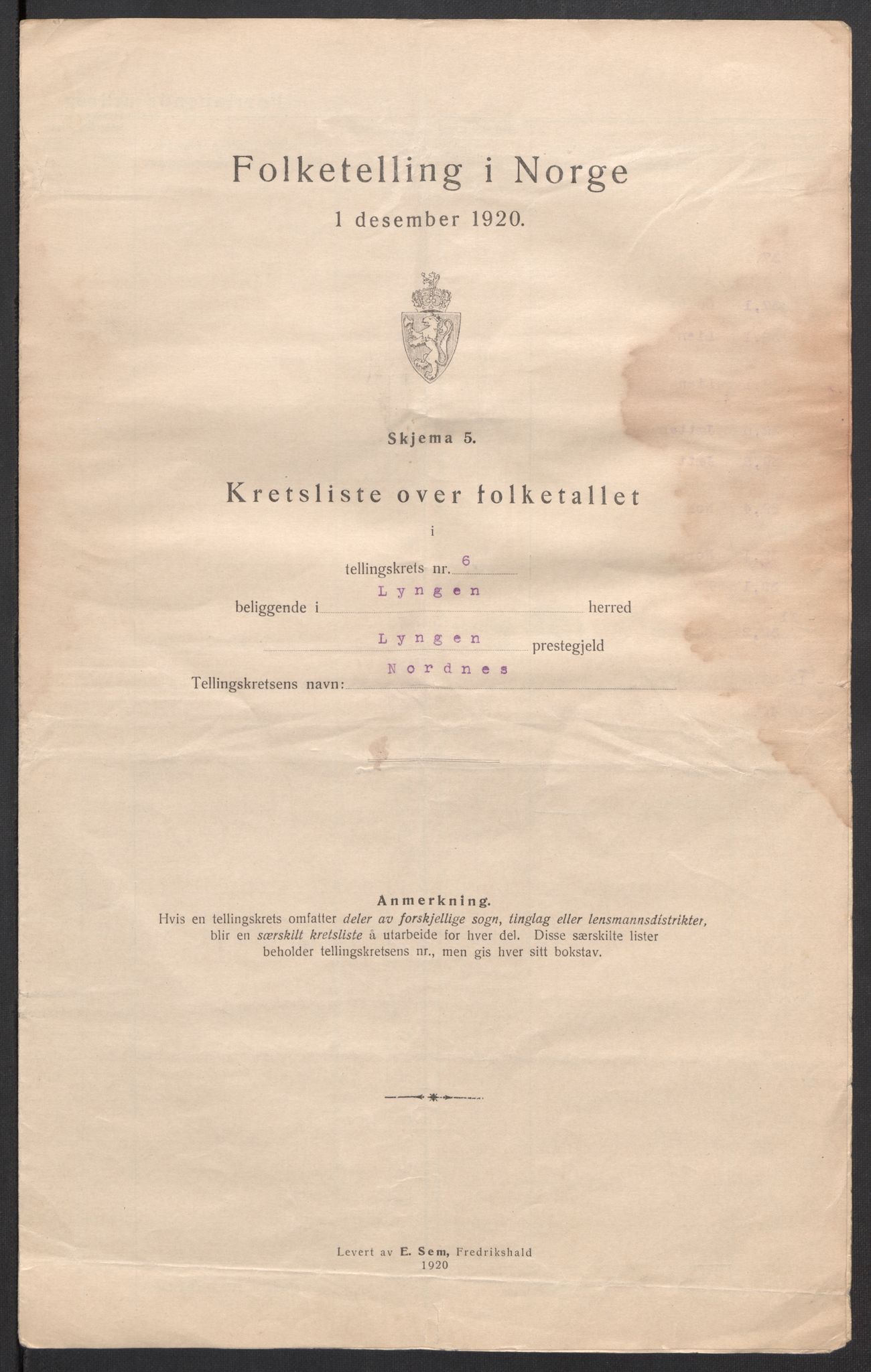 SATØ, 1920 census for Lyngen, 1920, p. 22