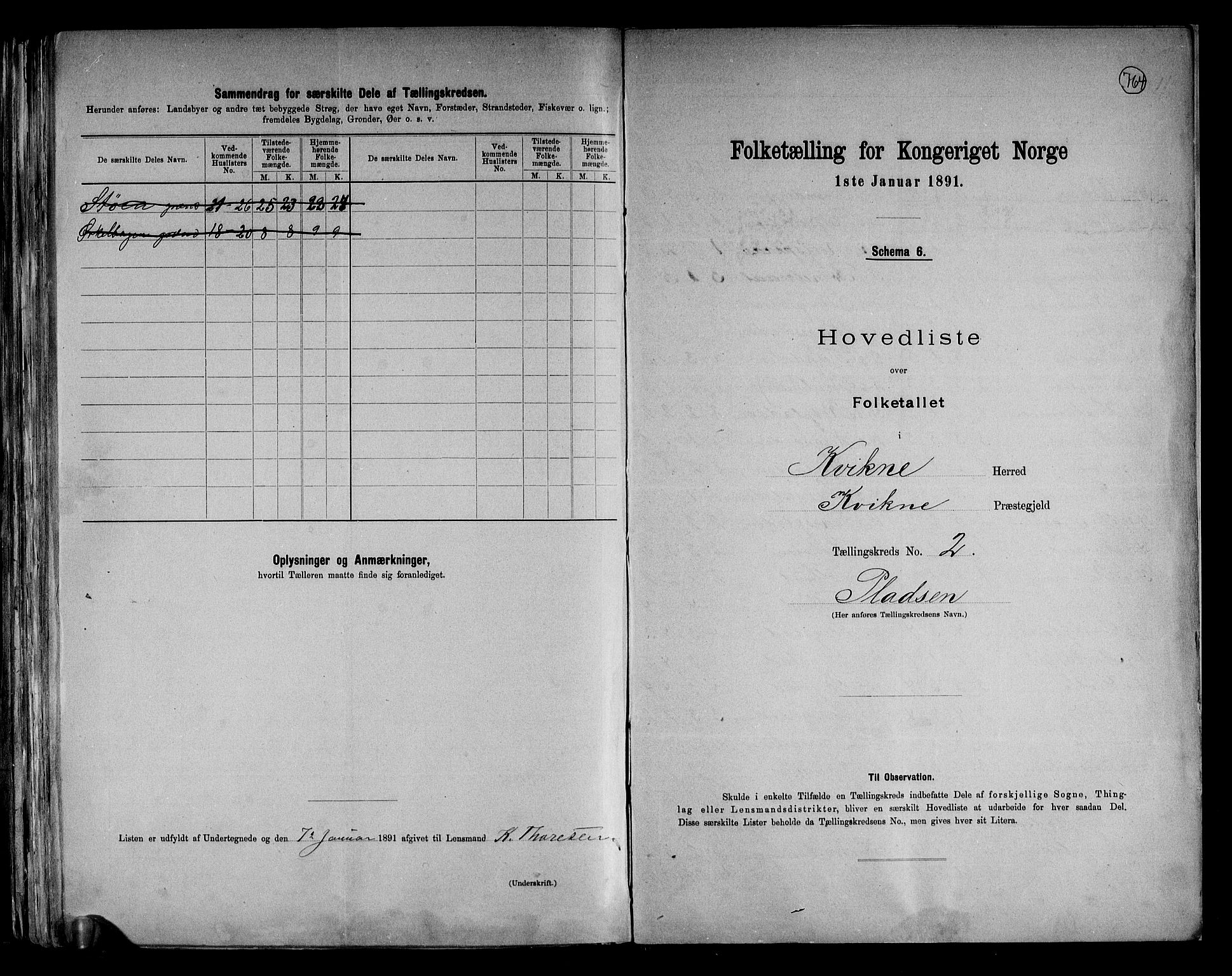 RA, 1891 census for 0440 Kvikne, 1891, p. 7