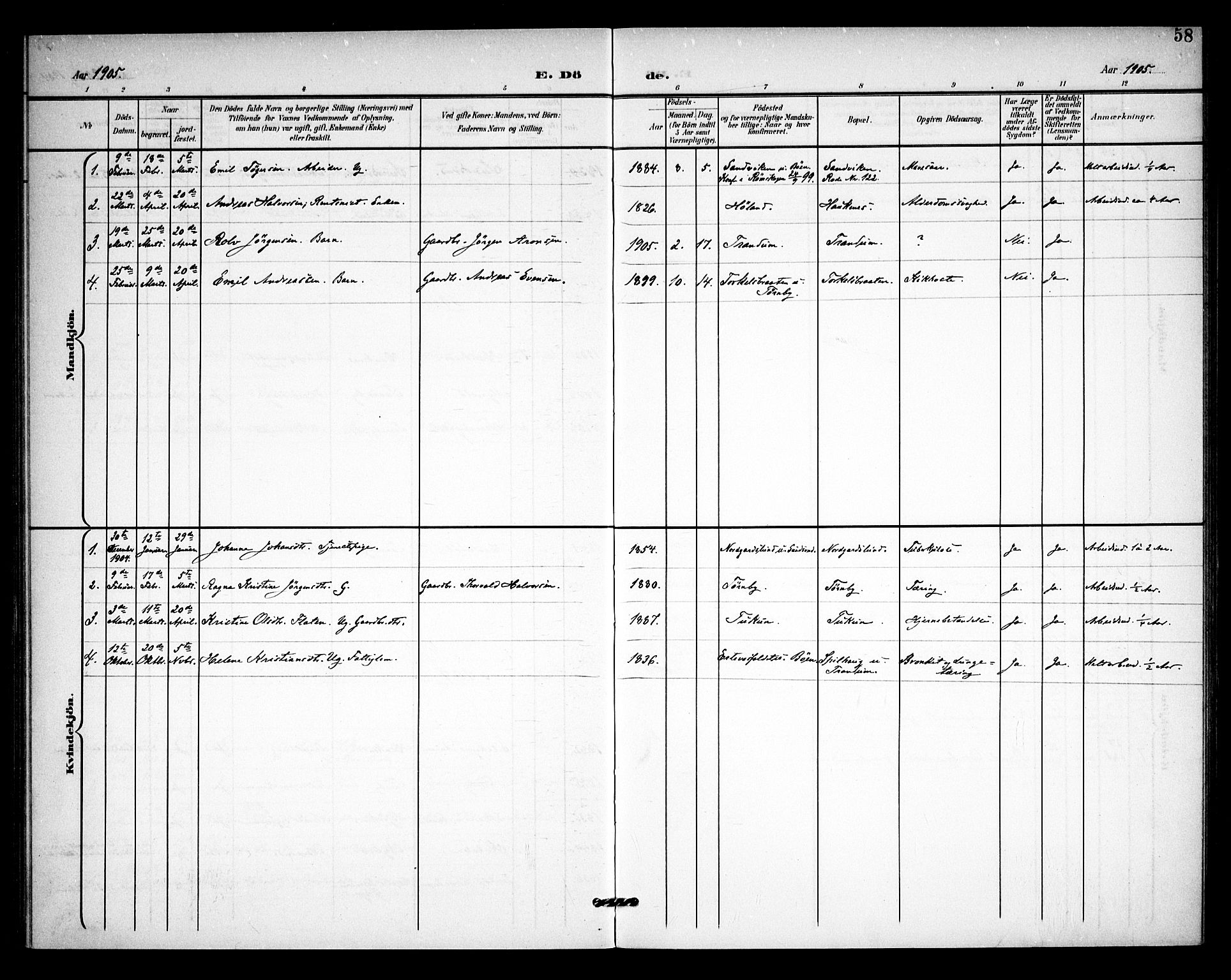 Rødenes prestekontor Kirkebøker, AV/SAO-A-2005/F/Fb/L0003: Parish register (official) no. II 3, 1901-1910, p. 58