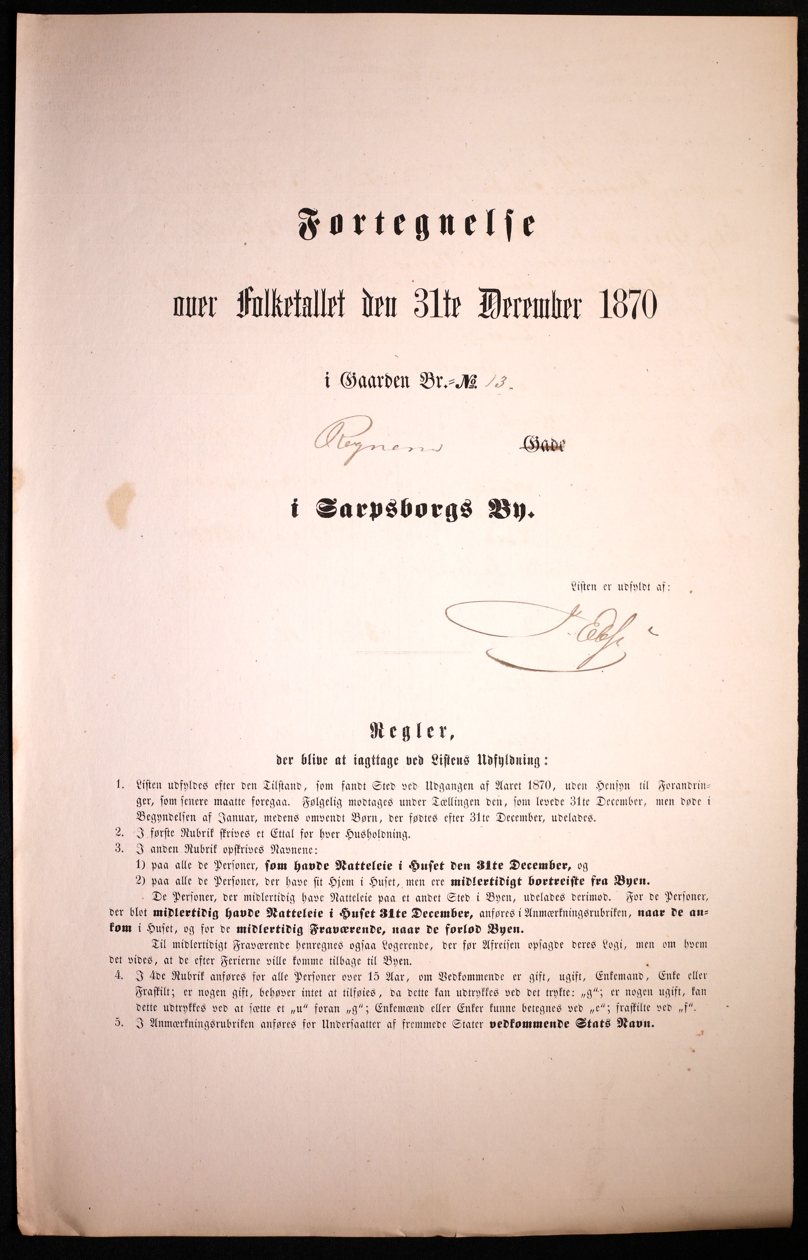 RA, 1870 census for 0102 Sarpsborg, 1870, p. 389