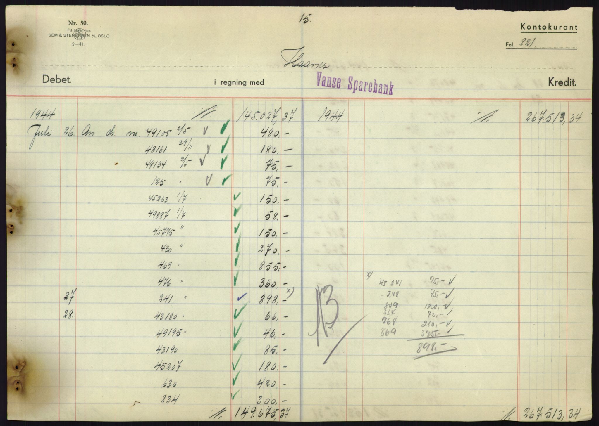 Forsvarsdepartementet, 10. kontor / Oppgjørskontoret, AV/RA-RAFA-1225/D/Db/L0180: Lista oppgjørskontor, 1942-1952, p. 2219