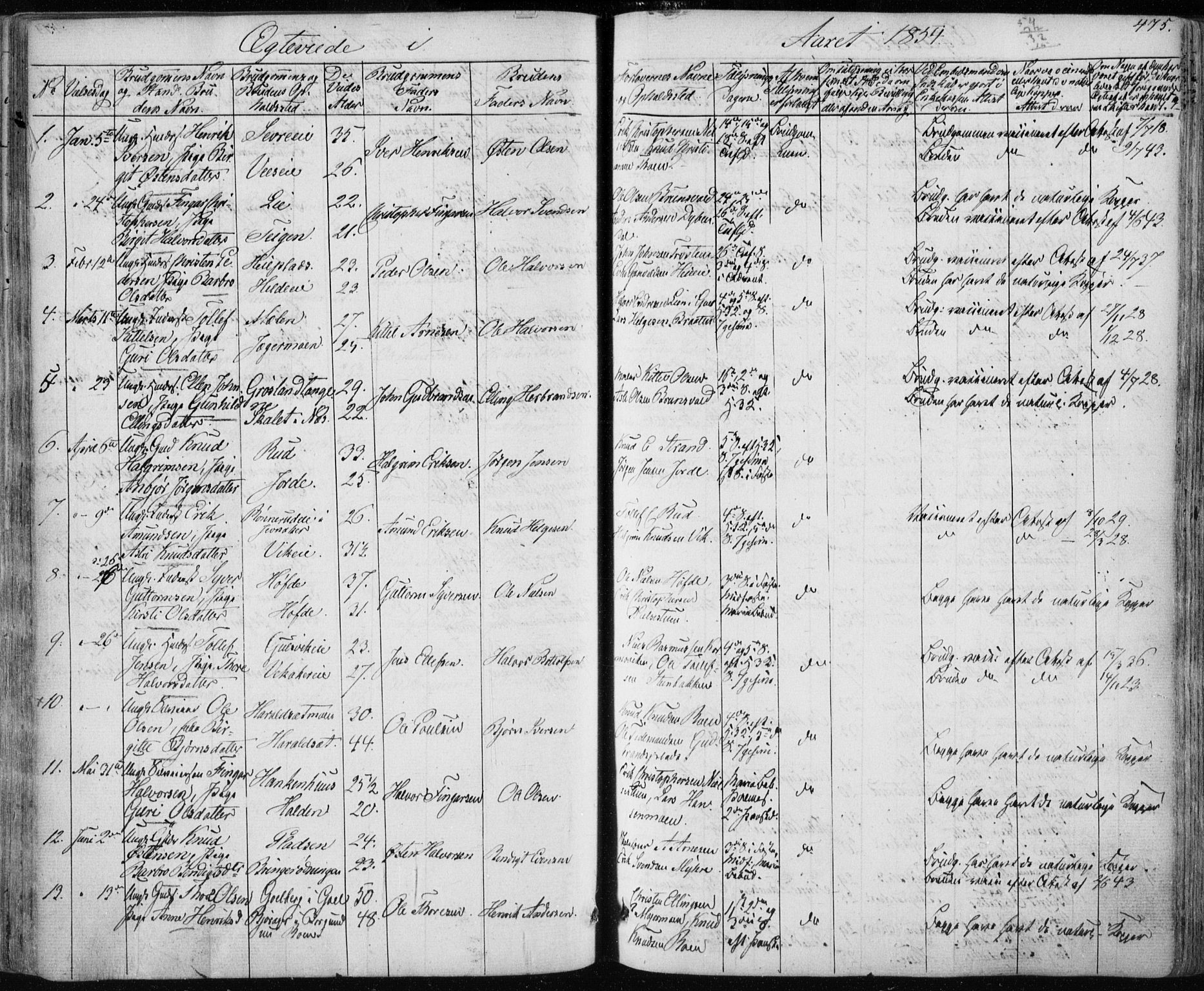 Nes kirkebøker, SAKO/A-236/F/Fa/L0009: Parish register (official) no. 9, 1834-1863, p. 475