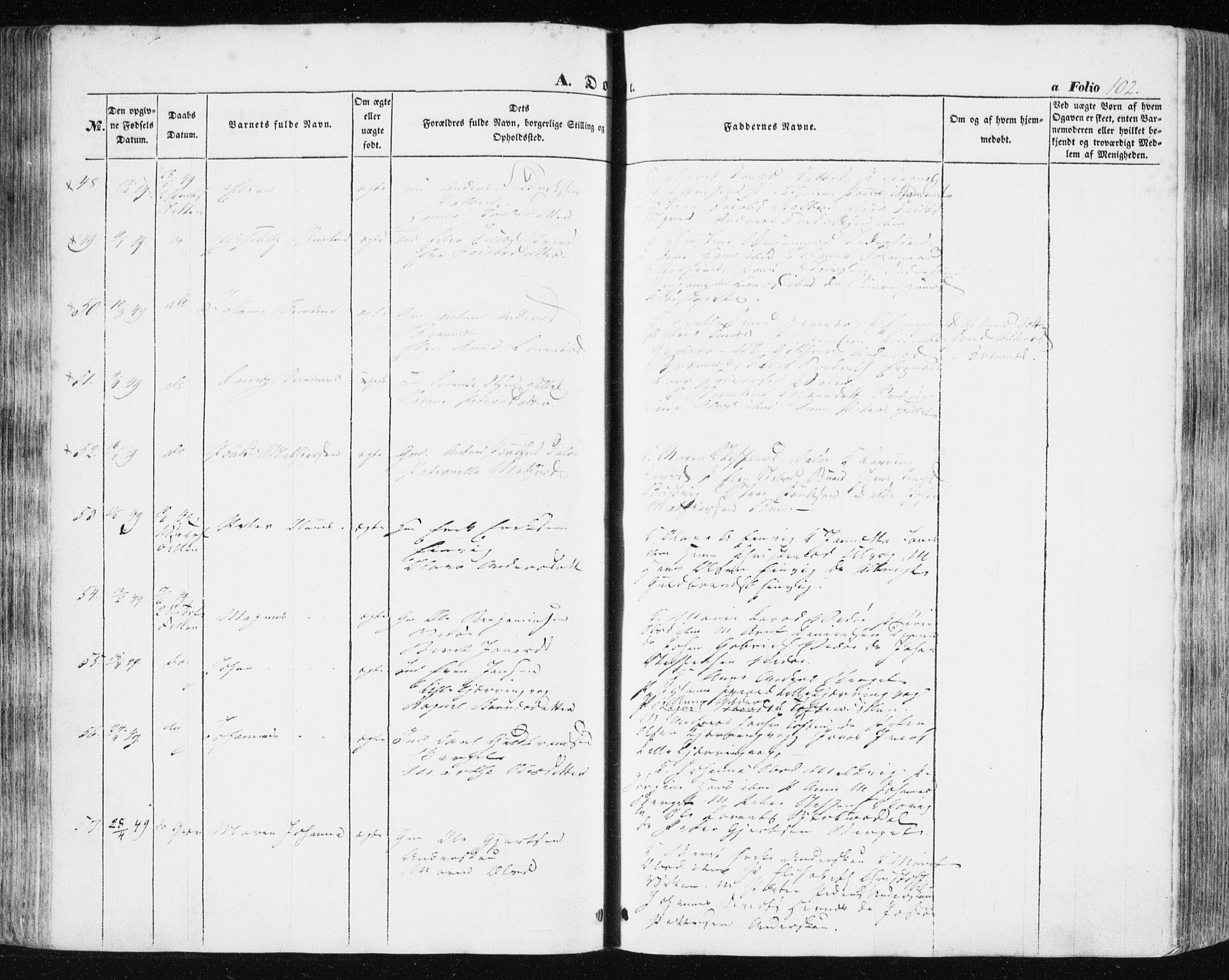 Ministerialprotokoller, klokkerbøker og fødselsregistre - Sør-Trøndelag, SAT/A-1456/634/L0529: Parish register (official) no. 634A05, 1843-1851, p. 102