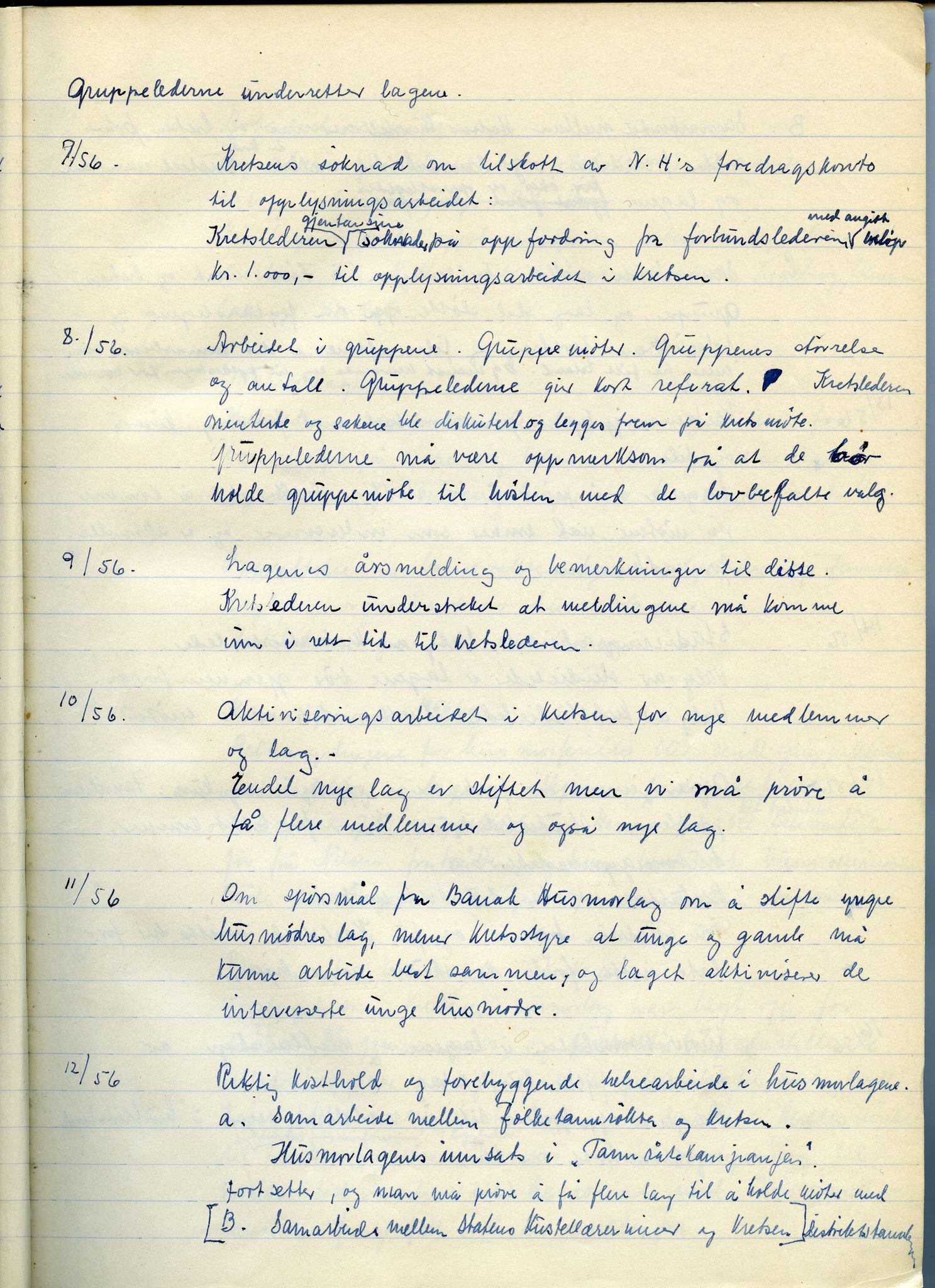 Finnmark krets av Norges Kvinne- og familieforbund, FMFB/A-1233/A/Ab/L0005: Møteprotokoll , 1956-1970