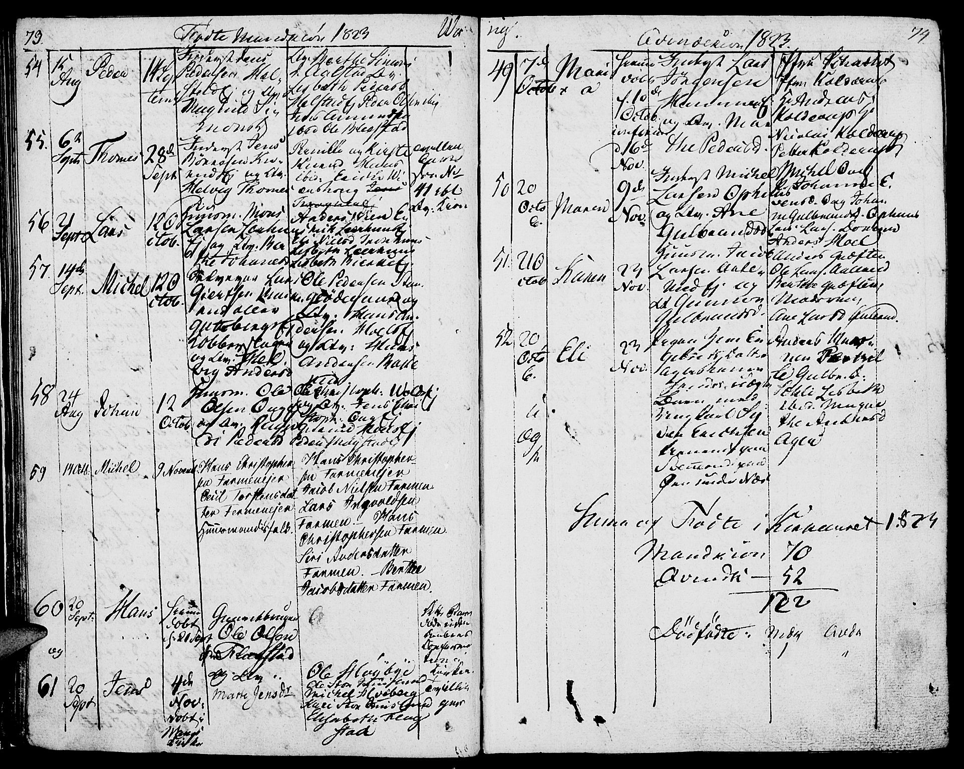 Vang prestekontor, Hedmark, SAH/PREST-008/H/Ha/Haa/L0006: Parish register (official) no. 6 /1, 1809-1827, p. 73-74