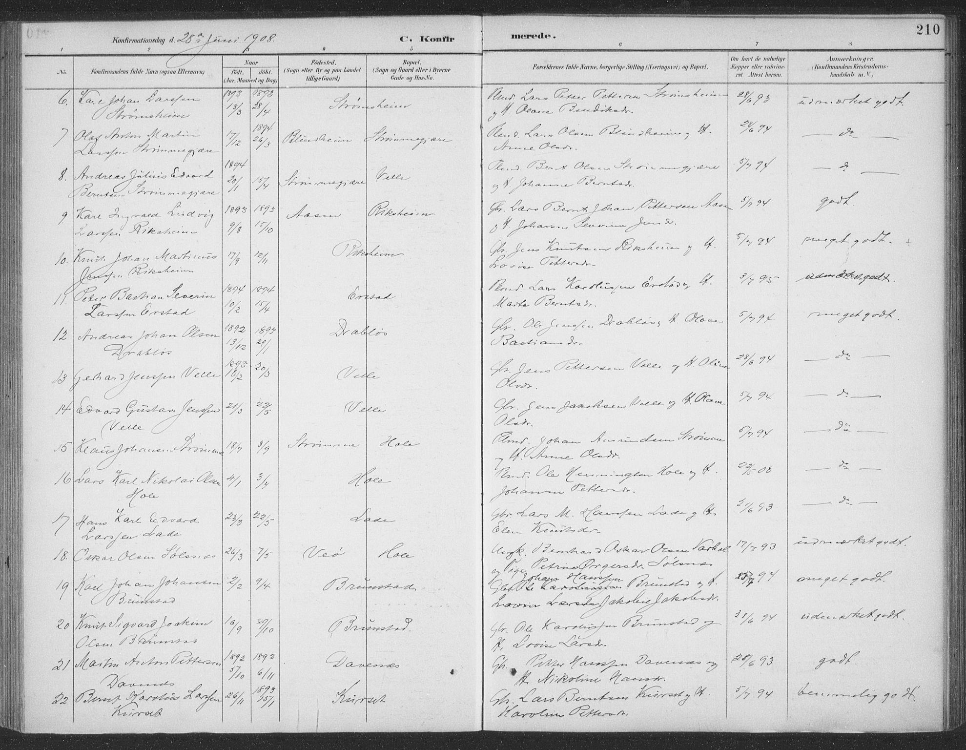 Ministerialprotokoller, klokkerbøker og fødselsregistre - Møre og Romsdal, AV/SAT-A-1454/523/L0335: Parish register (official) no. 523A02, 1891-1911, p. 210