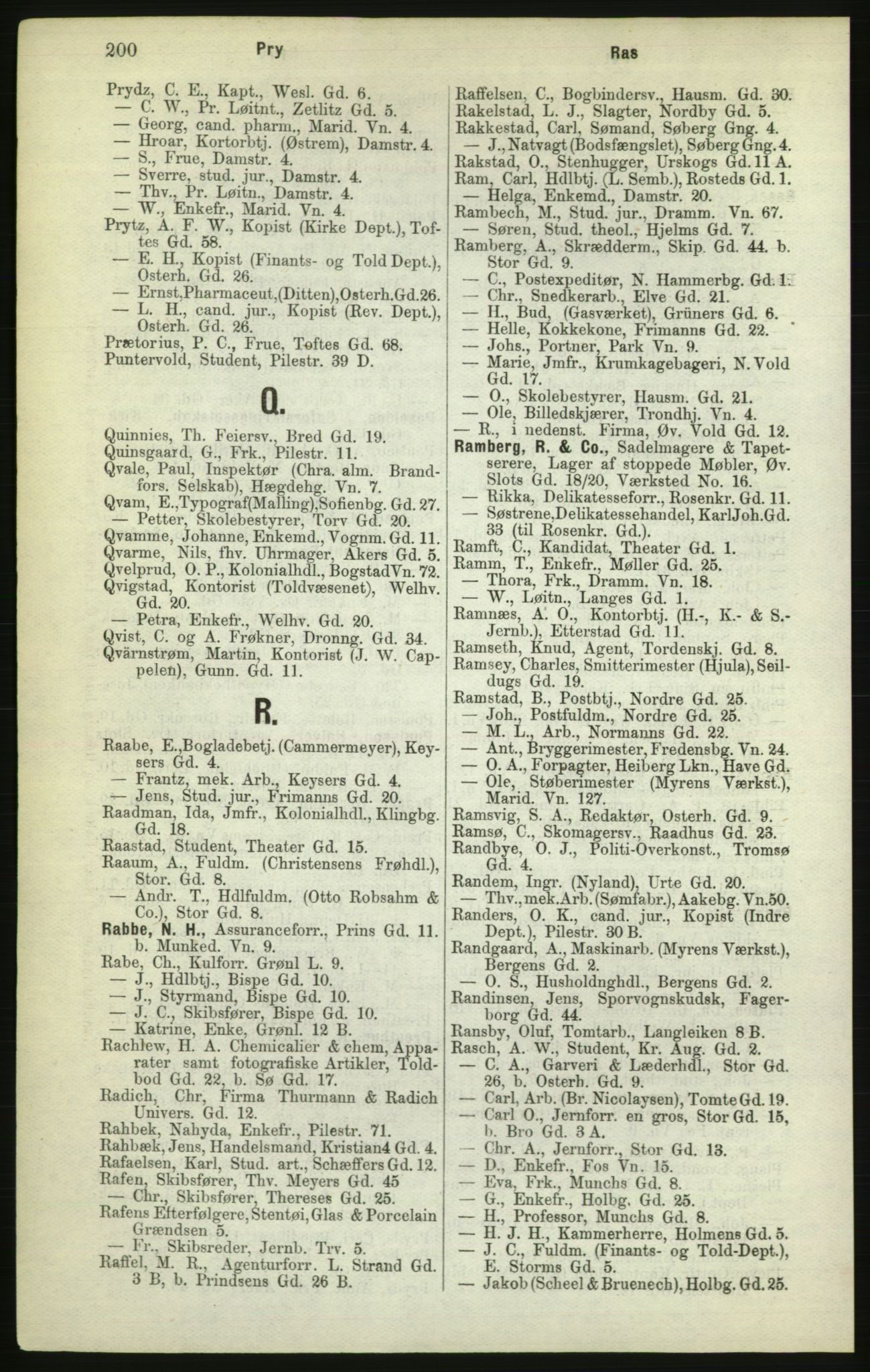 Kristiania/Oslo adressebok, PUBL/-, 1882, p. 200