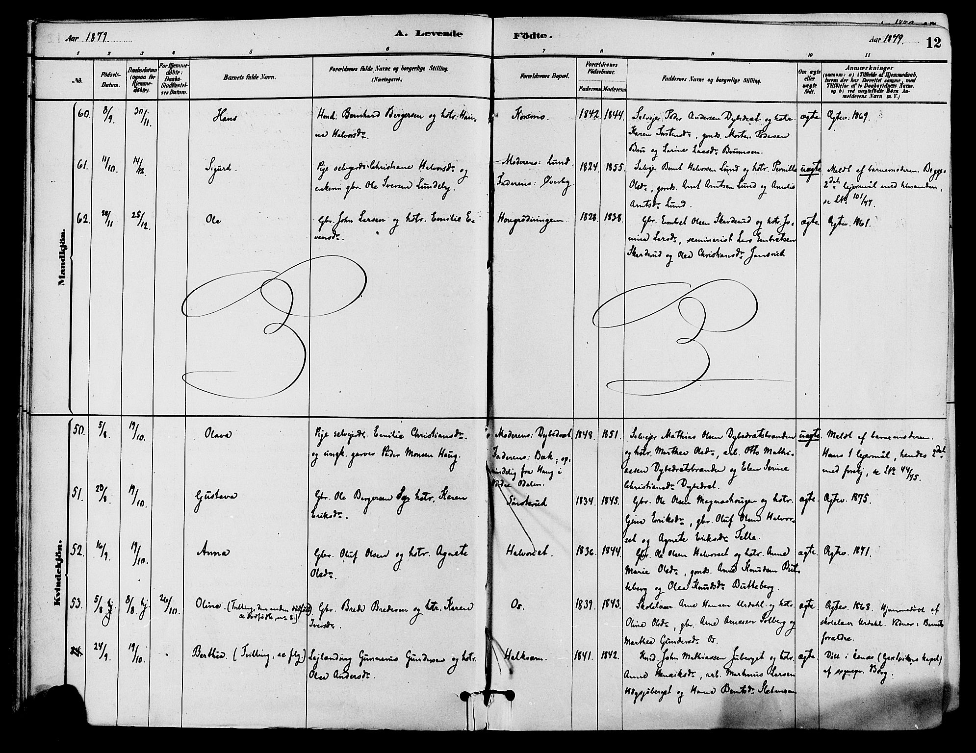 Våler prestekontor, Hedmark, AV/SAH-PREST-040/H/Ha/Haa/L0002: Parish register (official) no. 3, 1879-1911, p. 12