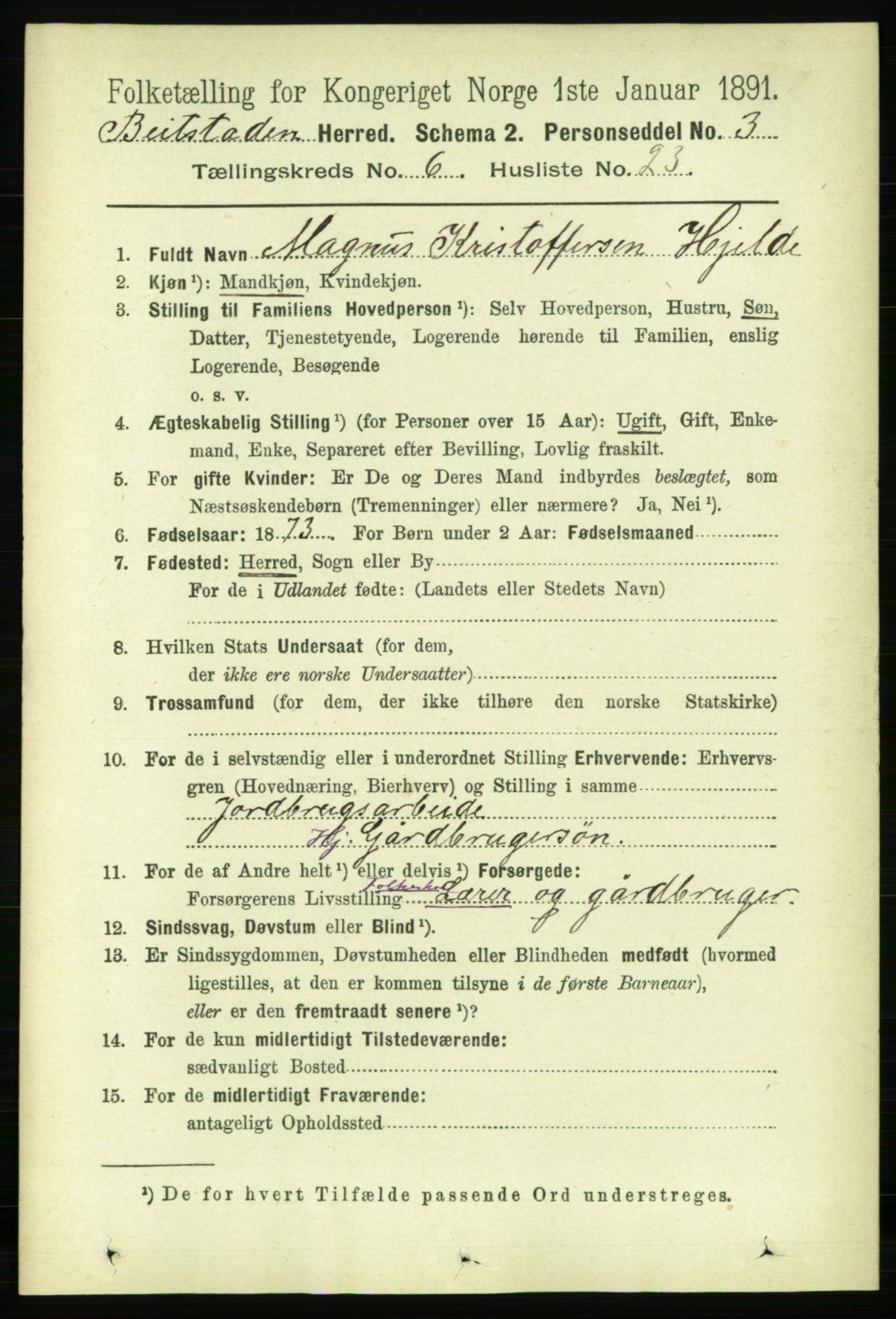 RA, 1891 census for 1727 Beitstad, 1891, p. 1663