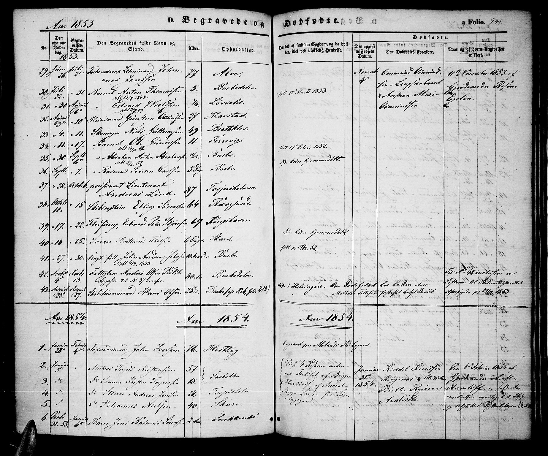 Tromøy sokneprestkontor, SAK/1111-0041/F/Fa/L0005: Parish register (official) no. A 5, 1847-1856, p. 241
