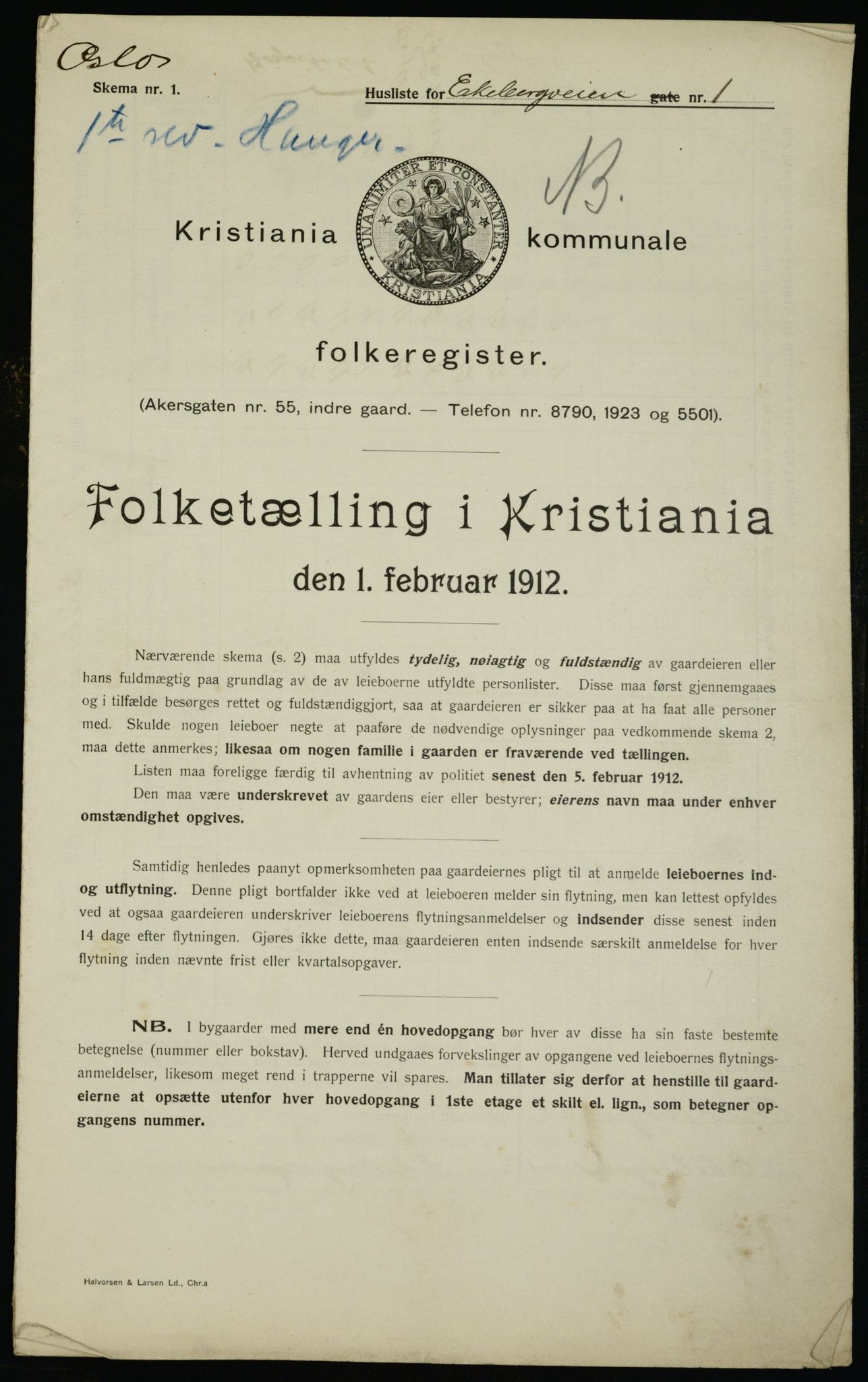 OBA, Municipal Census 1912 for Kristiania, 1912, p. 20052