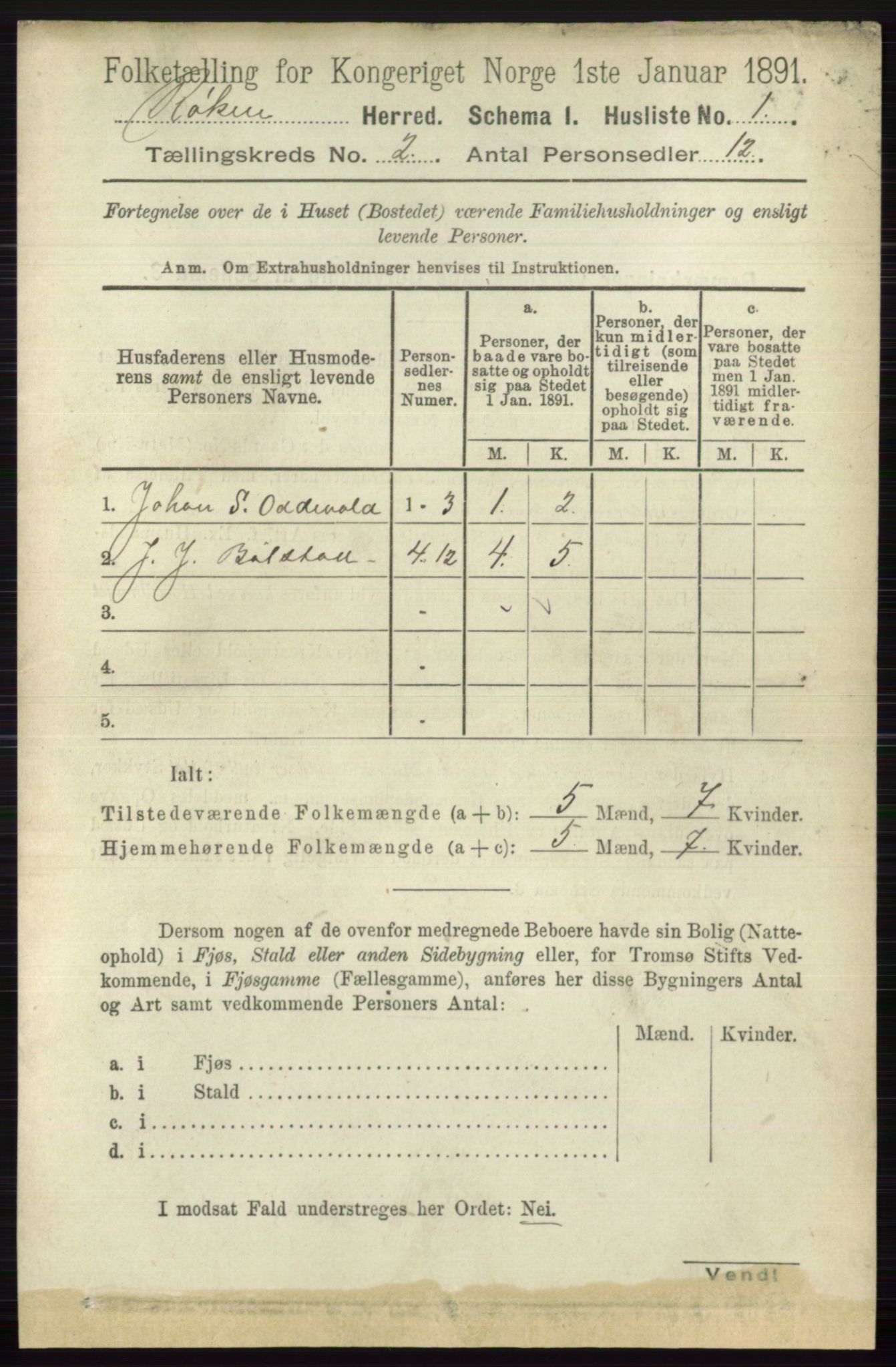 RA, 1891 census for 0627 Røyken, 1891, p. 465