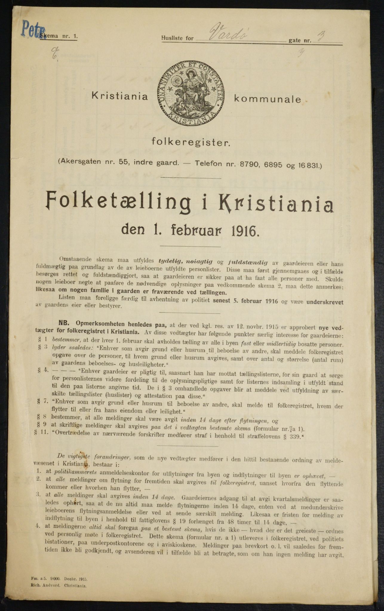 OBA, Municipal Census 1916 for Kristiania, 1916, p. 125640