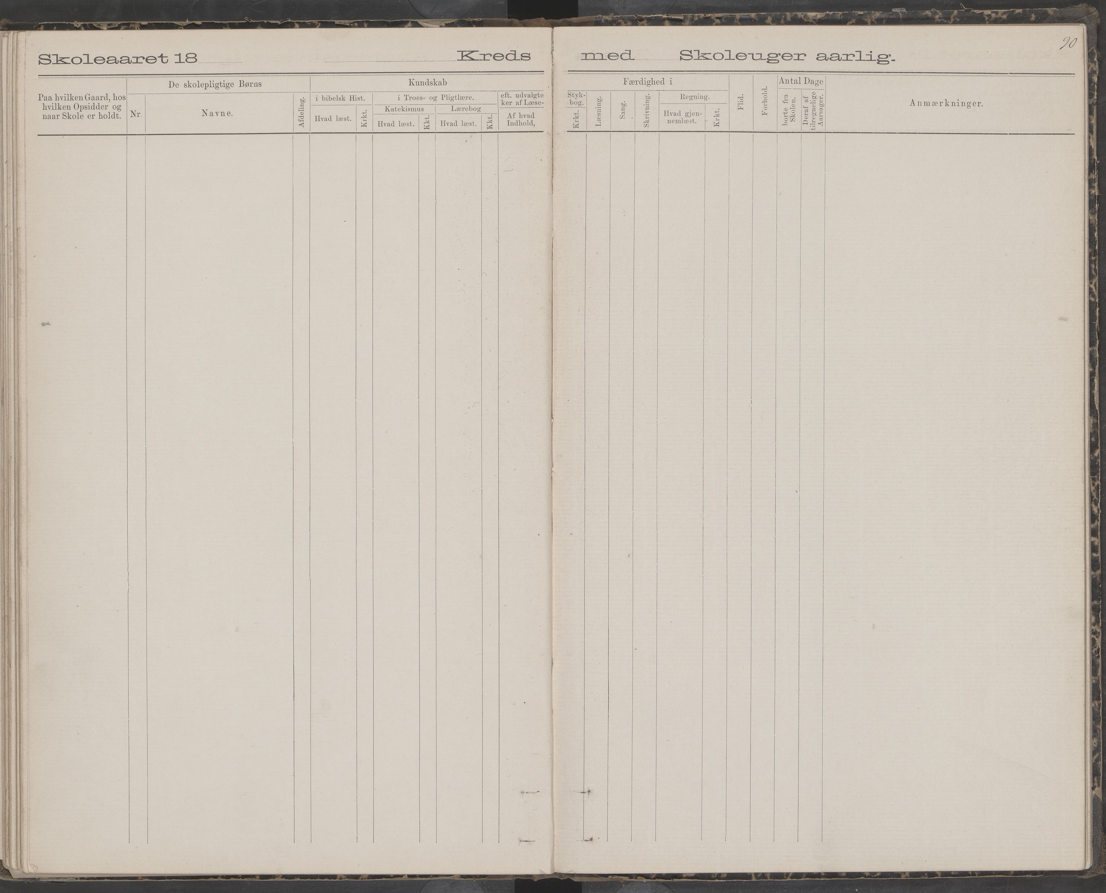 Dønna kommune. Snekkevik skolekrets, AIN/K-18270.510.07/442/L0002: Skoleprotokoll, 1888-1893