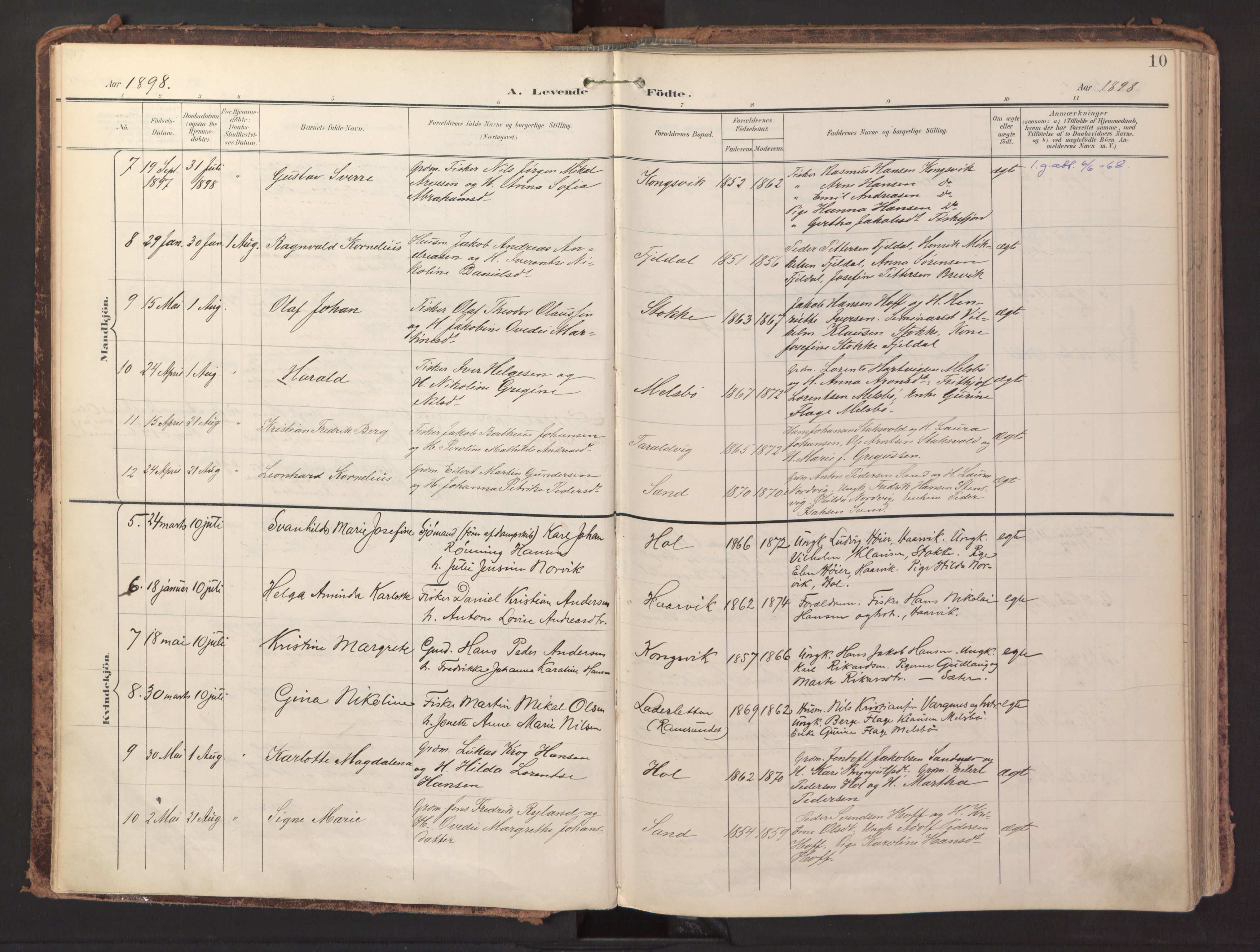 Ministerialprotokoller, klokkerbøker og fødselsregistre - Nordland, AV/SAT-A-1459/865/L0926: Parish register (official) no. 865A04, 1897-1912, p. 10