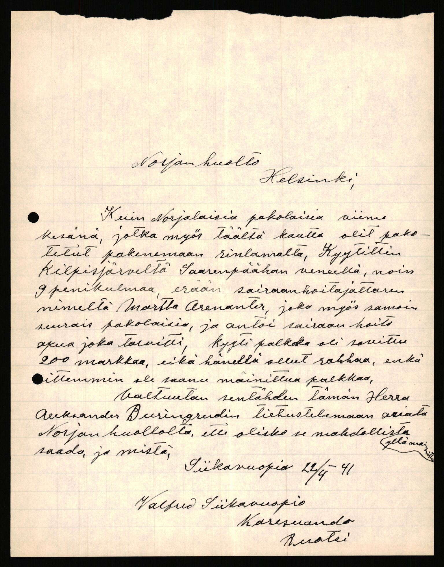 Forsvaret, Forsvarets krigshistoriske avdeling, AV/RA-RAFA-2017/Y/Ya/L0006: II-C-11-11,2 - Utenriksdepartementet.  Legasjonen i Helsingfors., 1940-1946, p. 488