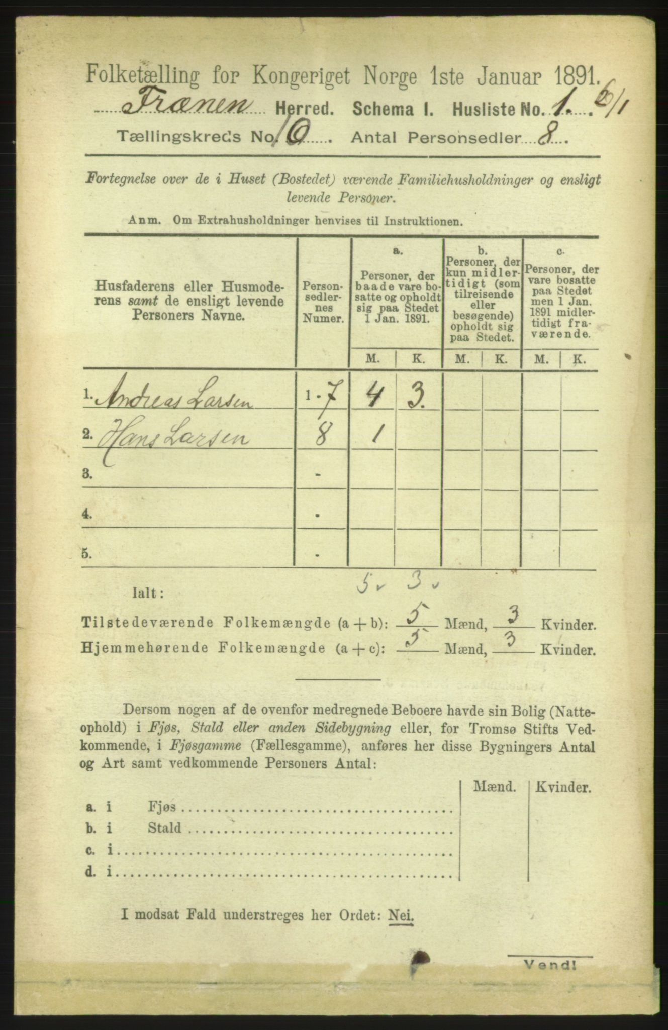 RA, 1891 census for 1548 Fræna, 1891, p. 3046