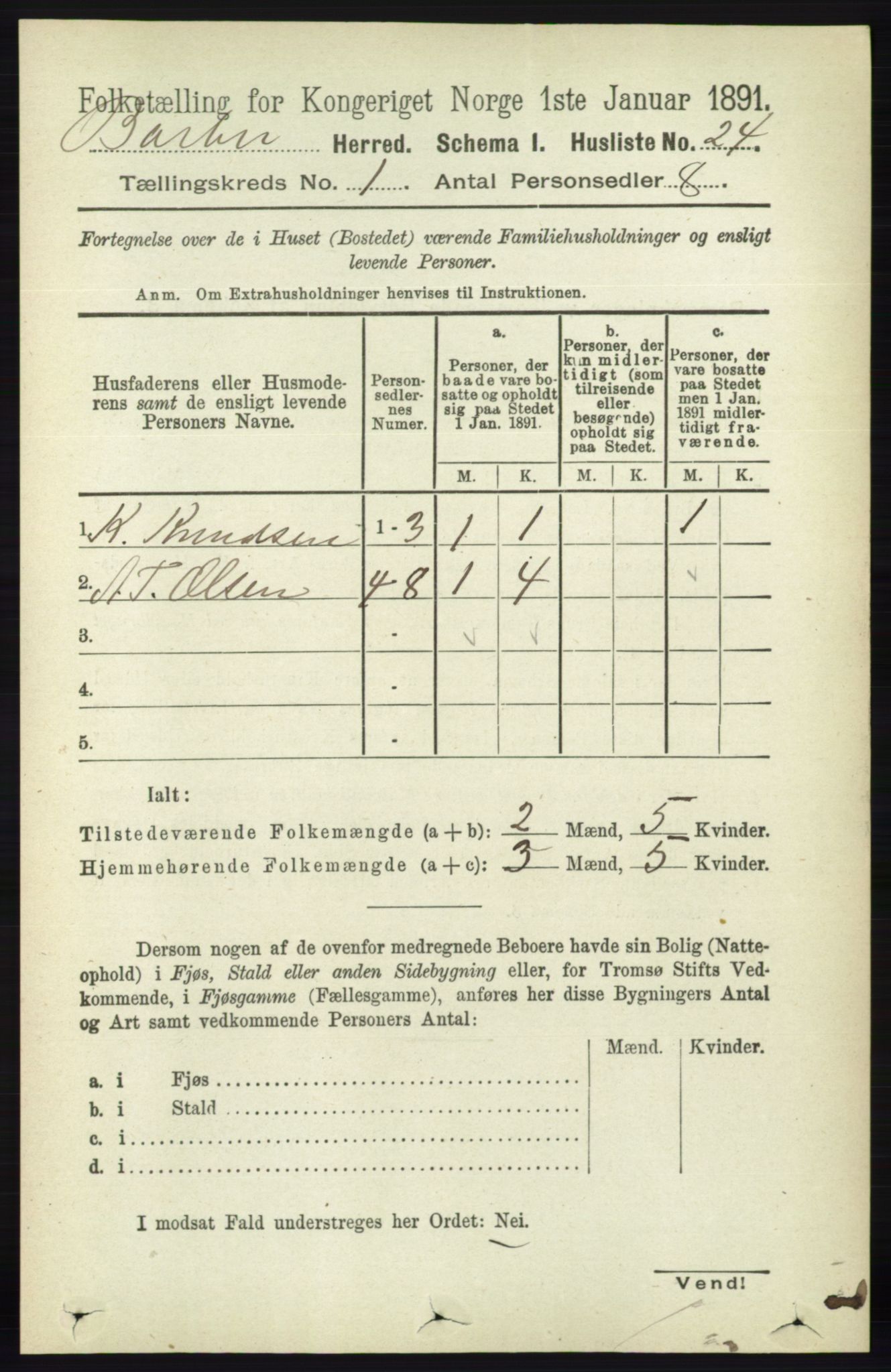 RA, 1891 census for 0990 Barbu, 1891, p. 55