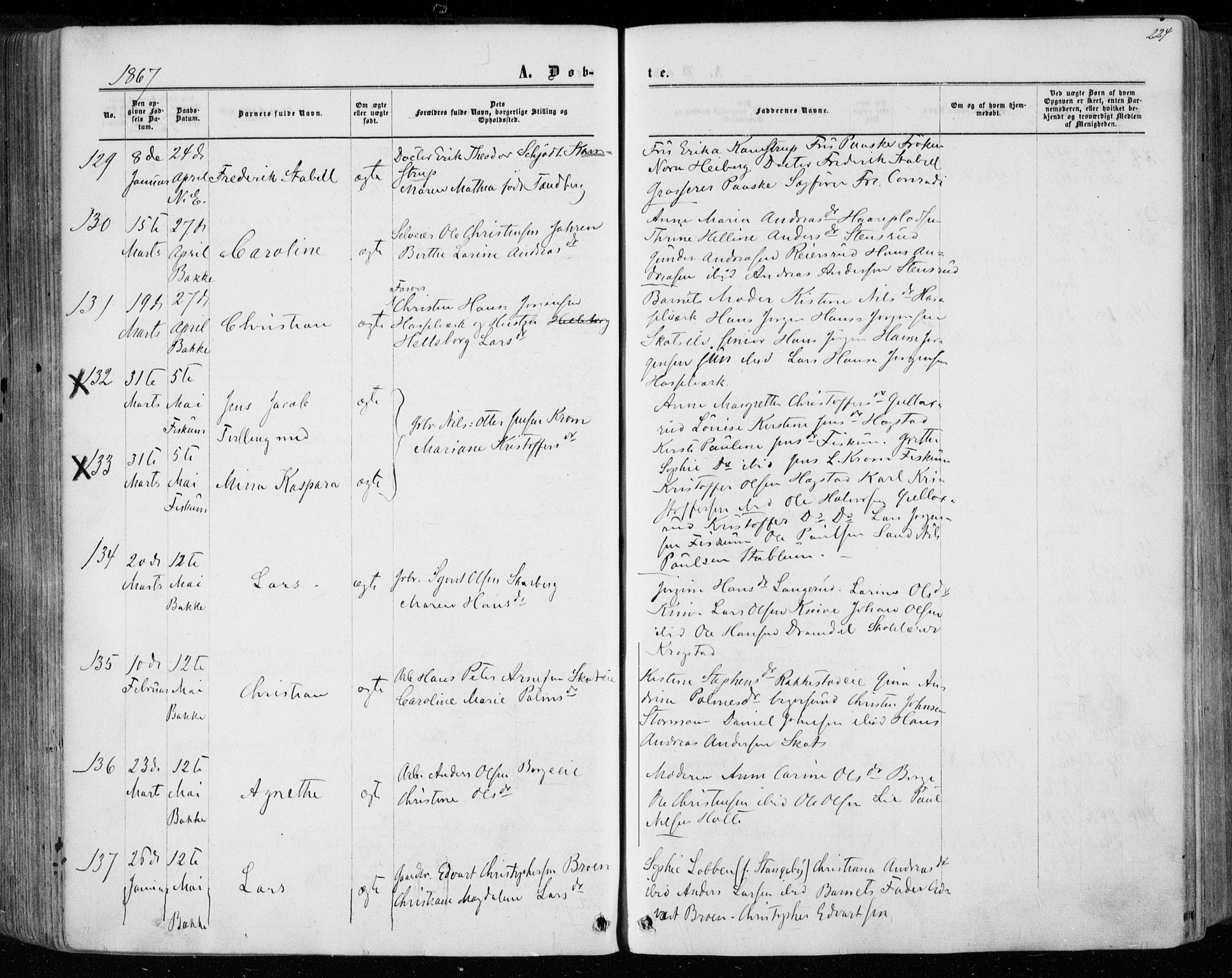 Eiker kirkebøker, SAKO/A-4/F/Fa/L0016: Parish register (official) no. I 16, 1860-1868, p. 224