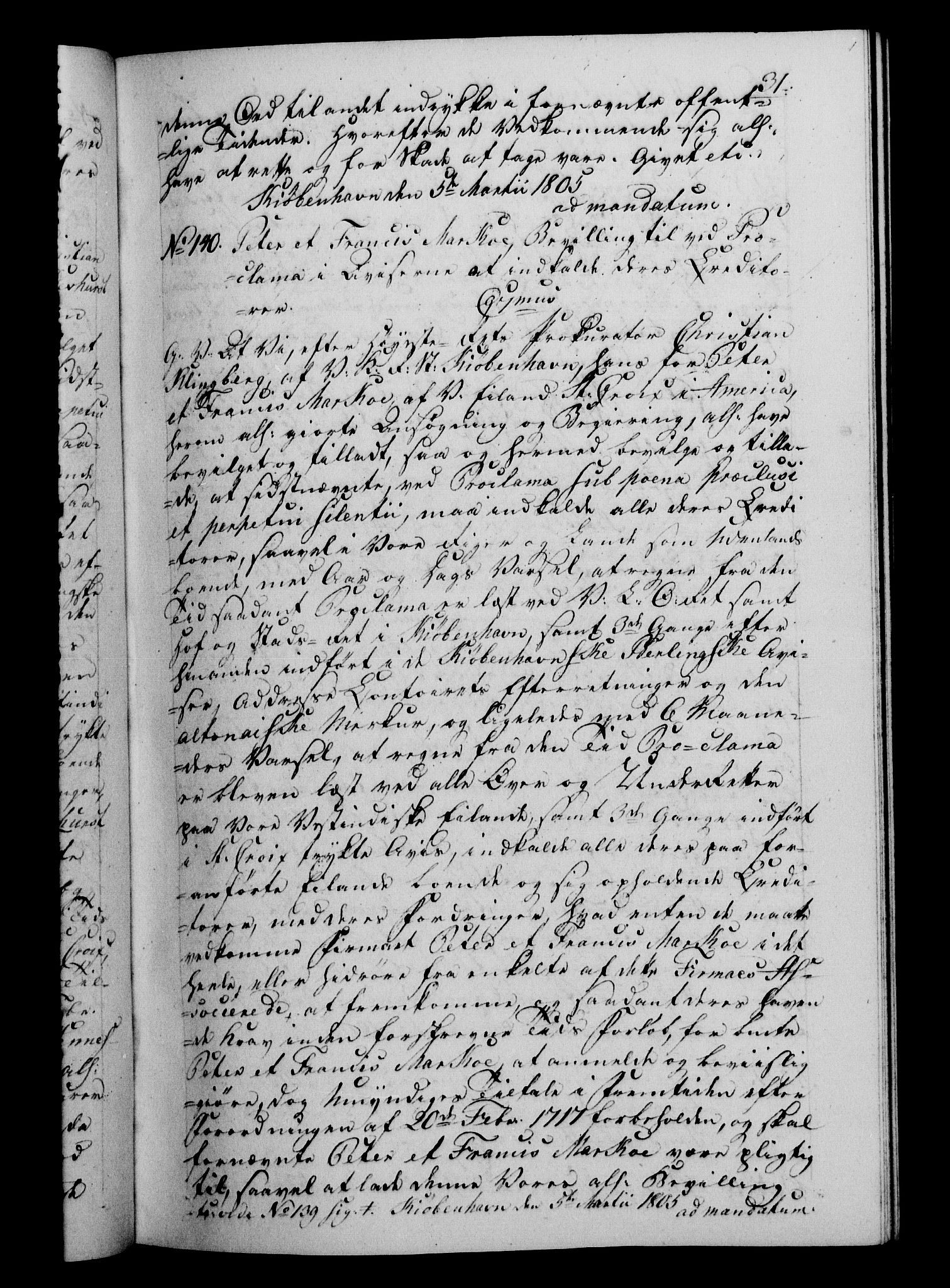 Danske Kanselli 1800-1814, AV/RA-EA-3024/H/Hf/Hfb/Hfba/L0003: Registranter, 1805-1807, p. 31a