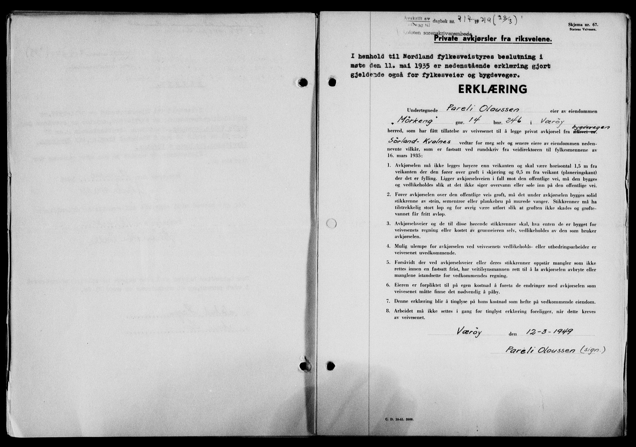 Lofoten sorenskriveri, SAT/A-0017/1/2/2C/L0020a: Mortgage book no. 20a, 1948-1949, Diary no: : 717/1949