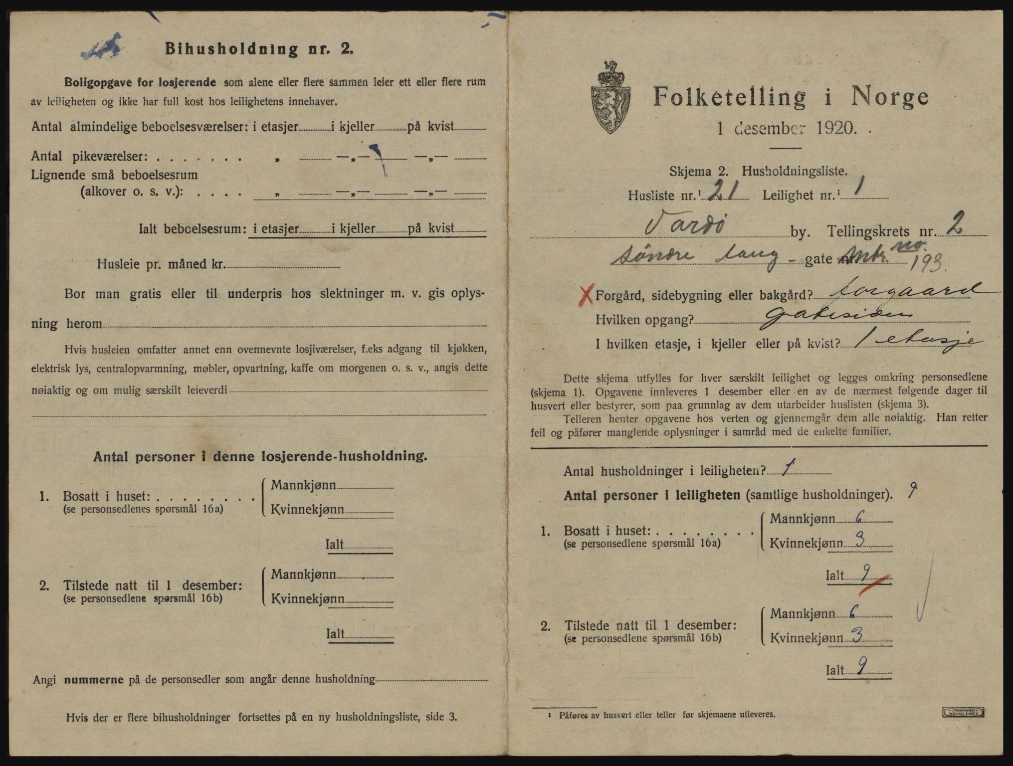 SATØ, 1920 census for Vardø, 1920, p. 1789