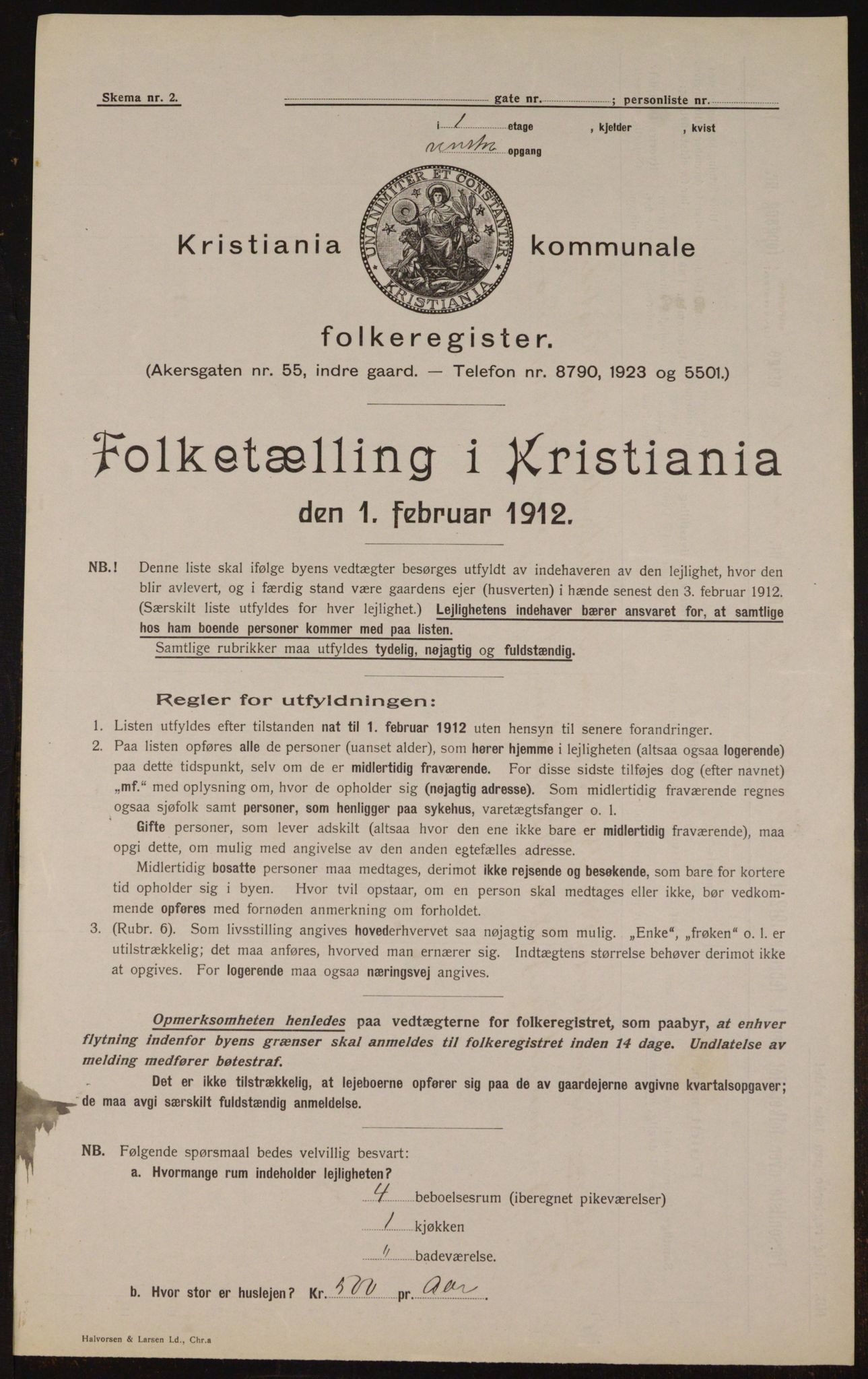 OBA, Municipal Census 1912 for Kristiania, 1912, p. 52305