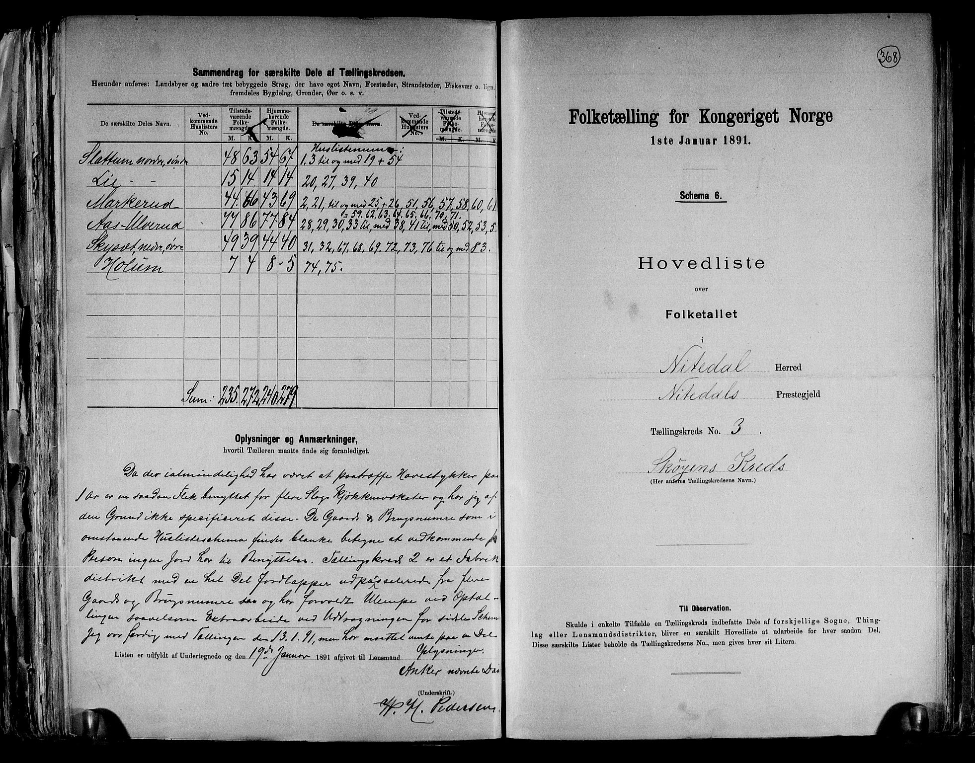 RA, 1891 census for 0233 Nittedal, 1891, p. 9