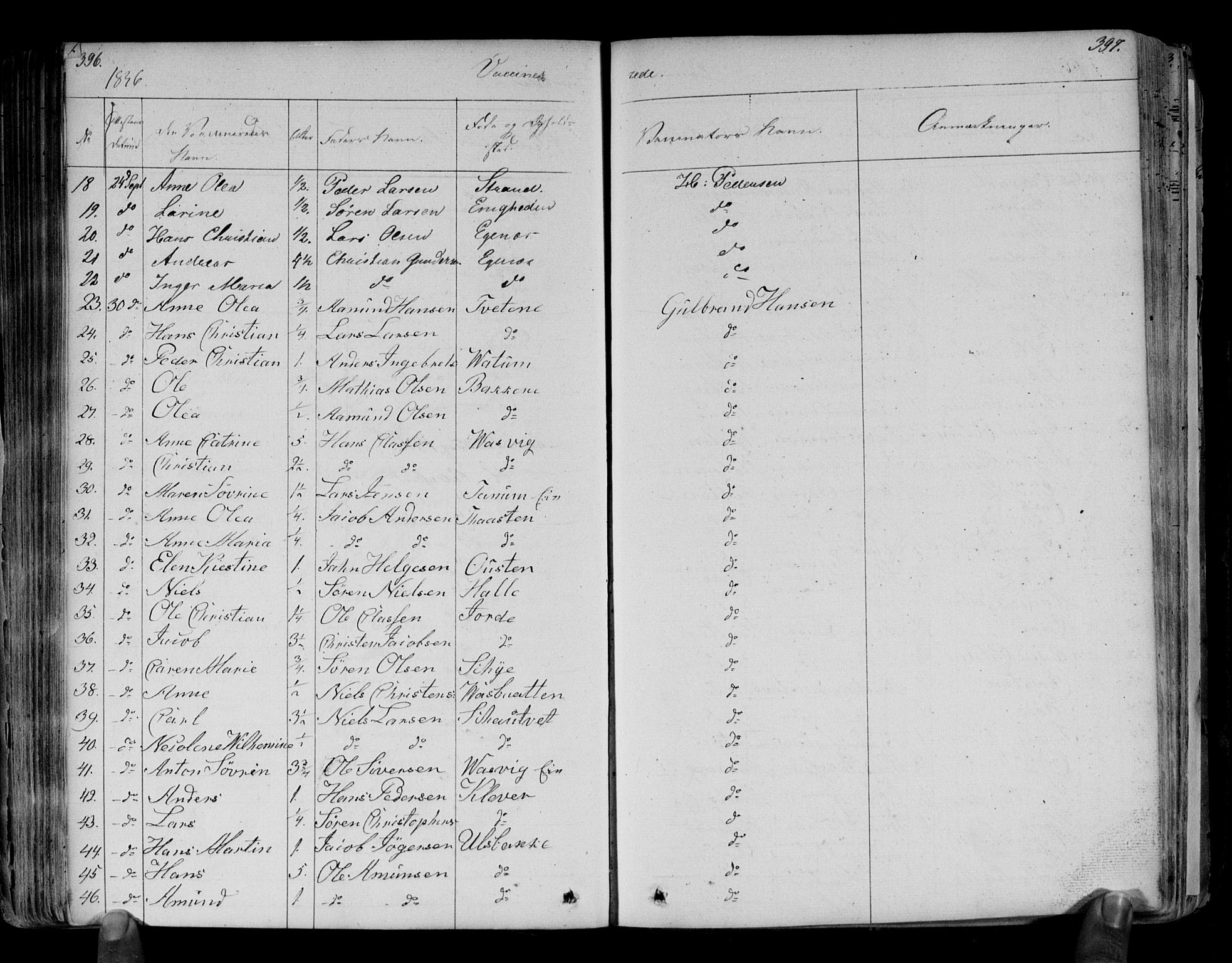 Brunlanes kirkebøker, AV/SAKO-A-342/F/Fa/L0003: Parish register (official) no. I 3, 1834-1845, p. 396-397