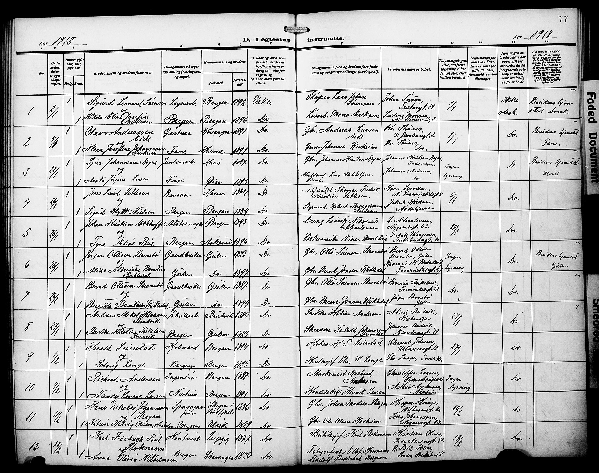 Johanneskirken sokneprestembete, AV/SAB-A-76001/H/Hab: Parish register (copy) no. C 2, 1912-1929, p. 77