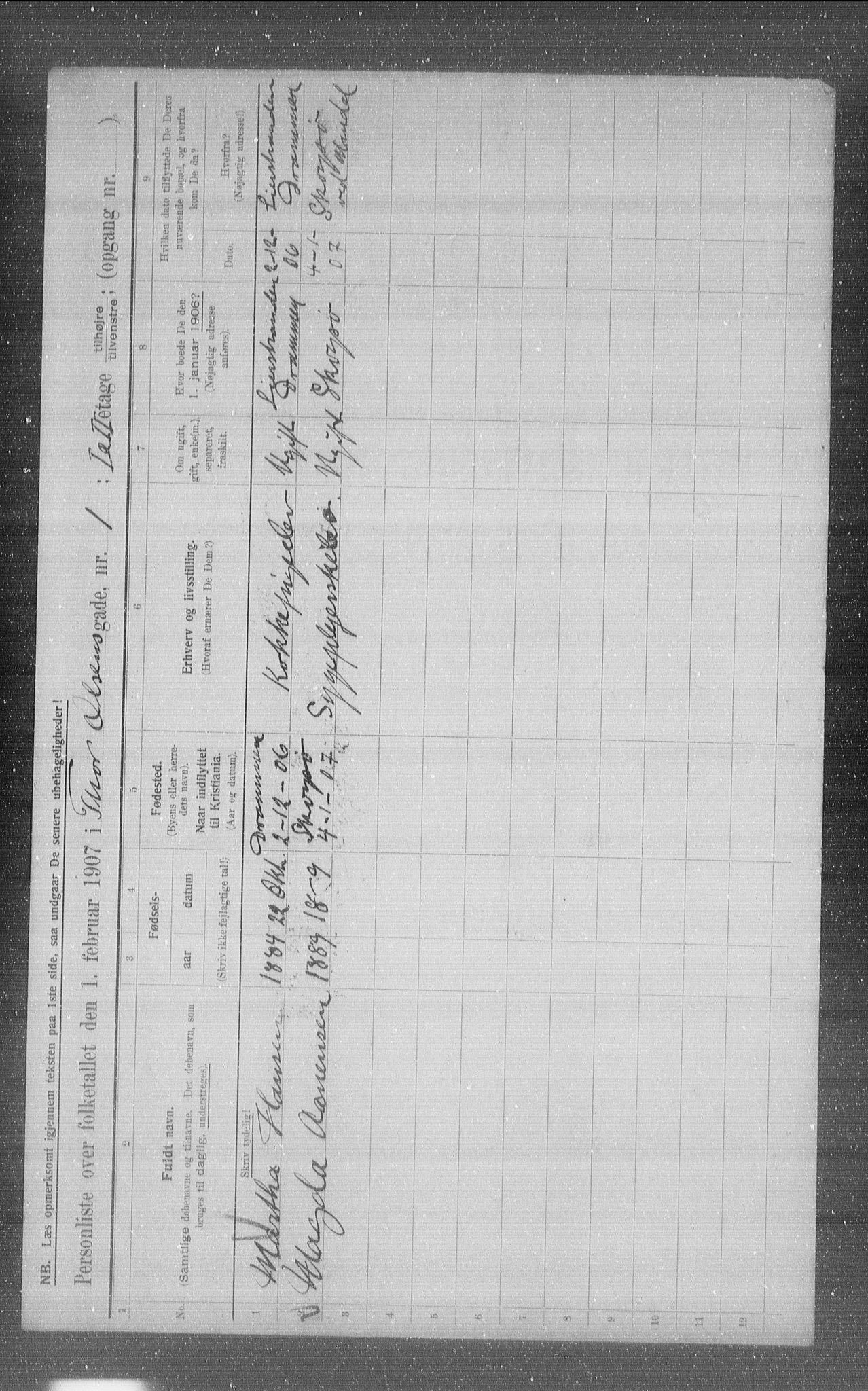 OBA, Municipal Census 1907 for Kristiania, 1907, p. 55555